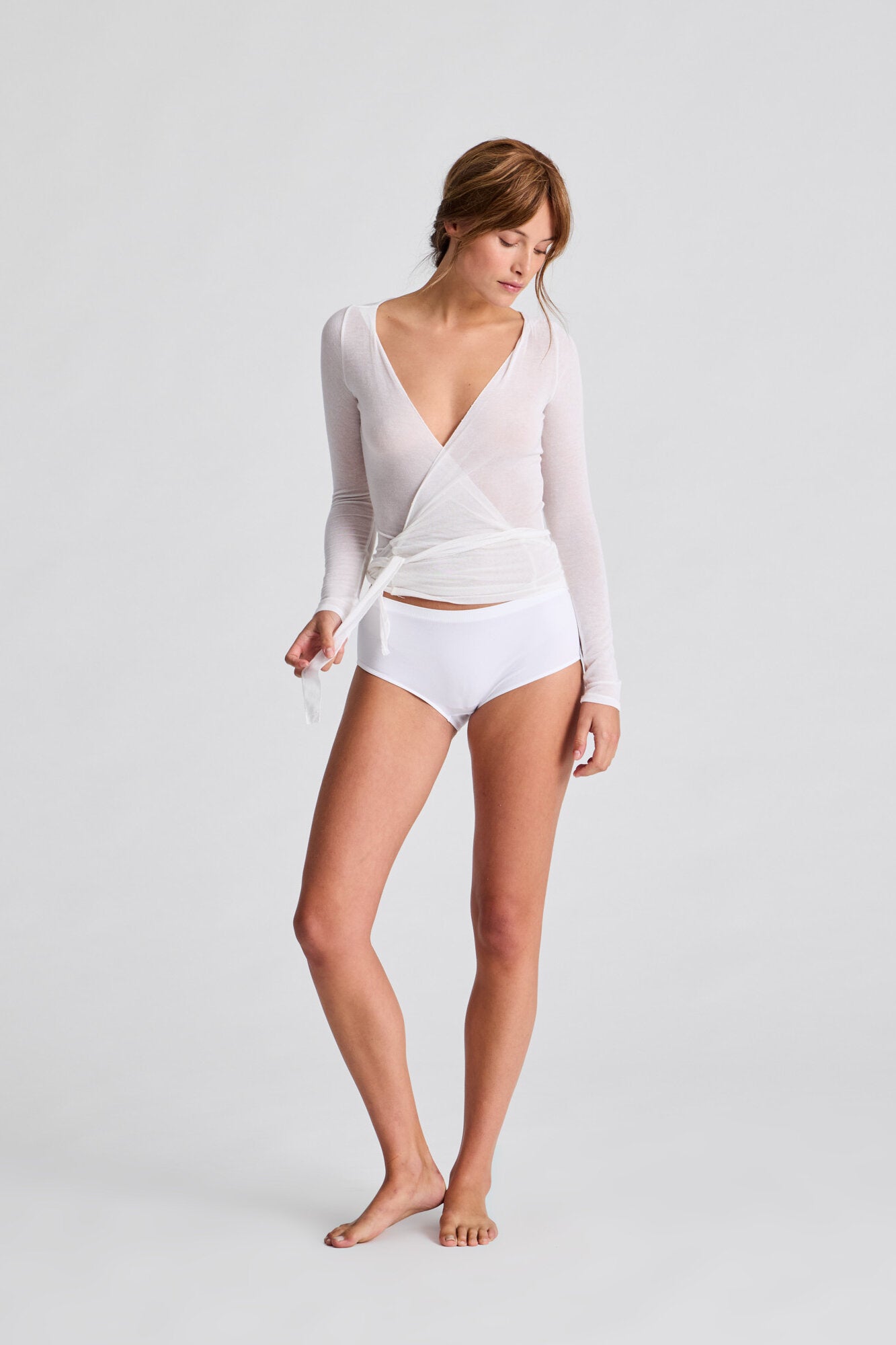 Anne Wrap langærmet t-shirt - hvid