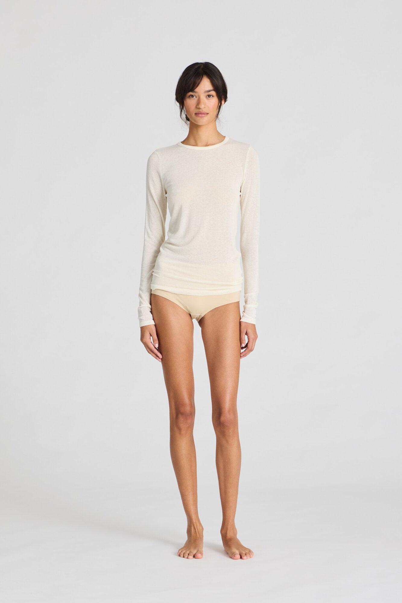 Thyra Wool langærmet t-shirt - Off White