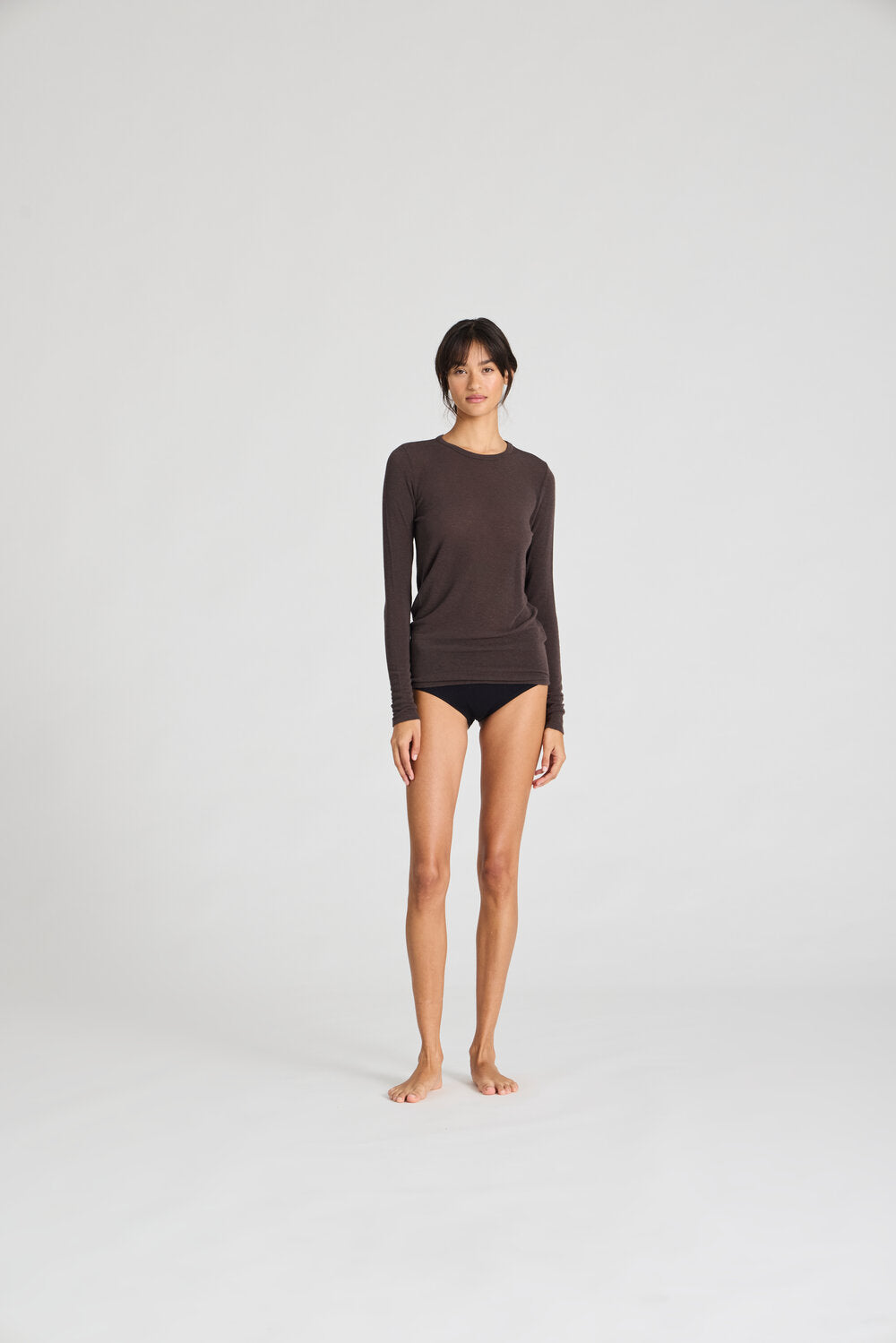 Thyra Wool langærmet t-shirt - Mulch