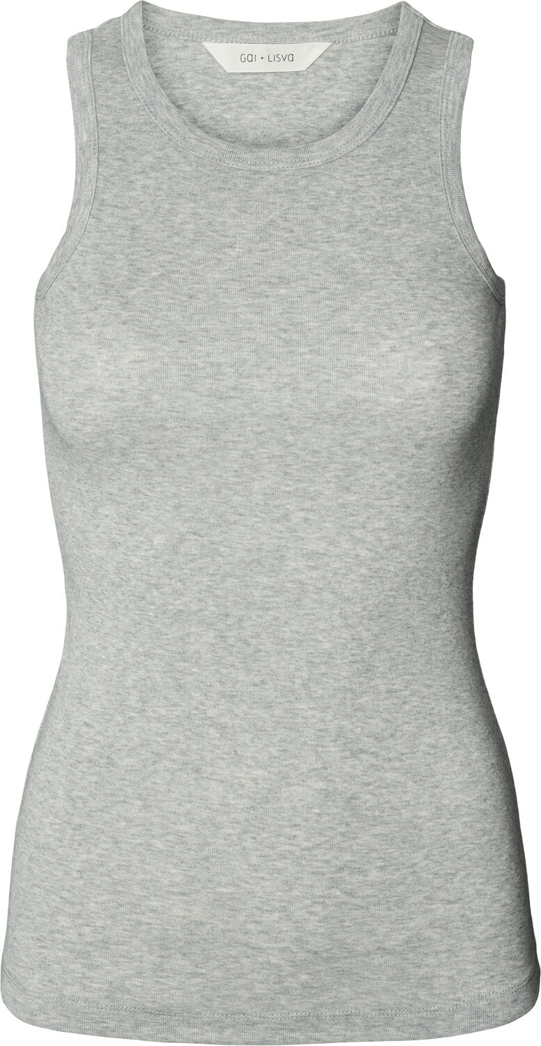 Alberte ribbet tanktop - Light Grey Melange