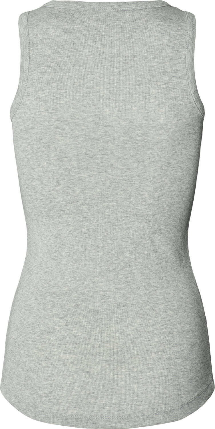 Alberte ribbet tanktop - Light Grey Melange