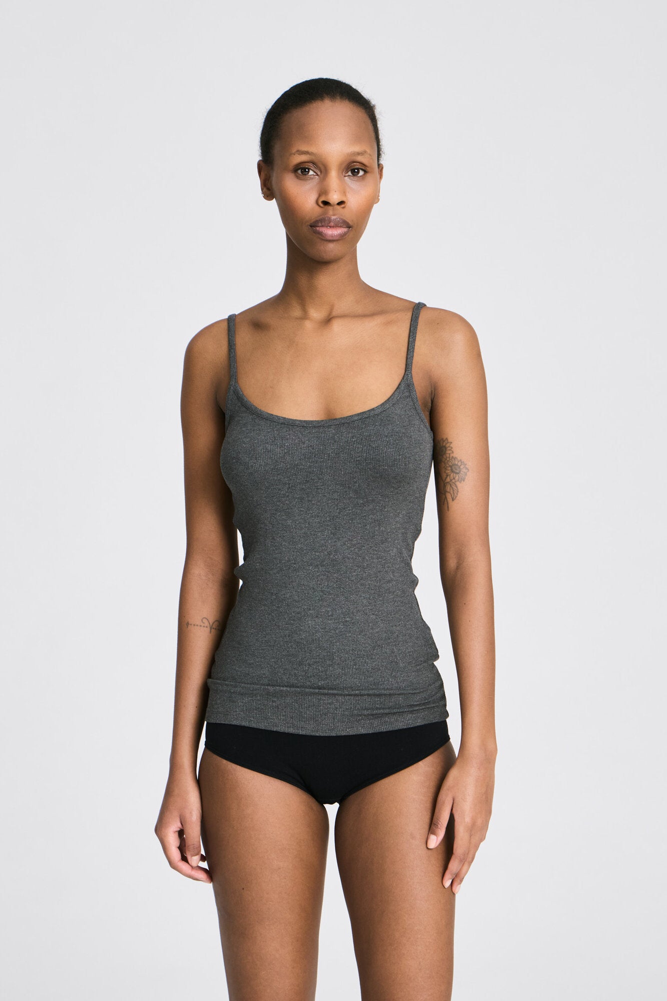 Cecilie Viscose Stretch top - Dark Grey Mel