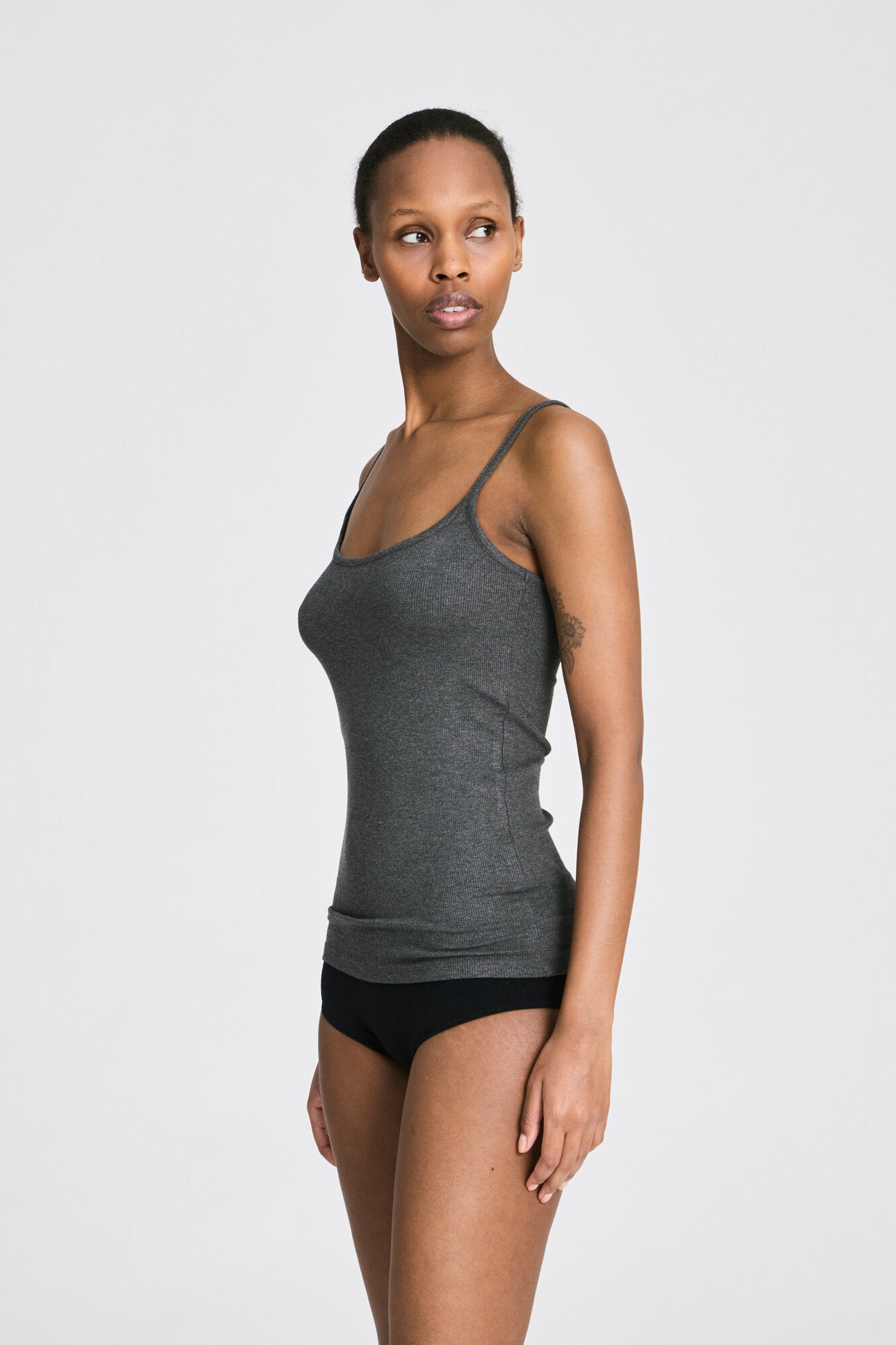 Cecilie Viscose Stretch top - Dark Grey Mel