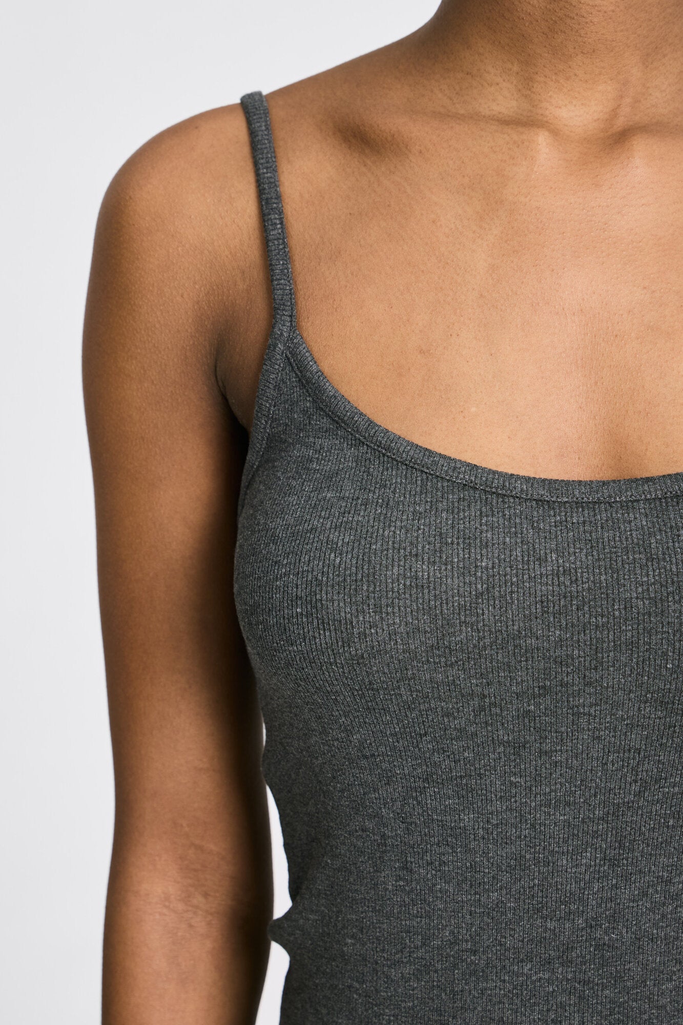 Cecilie Viscose Stretch top - Dark Grey Mel