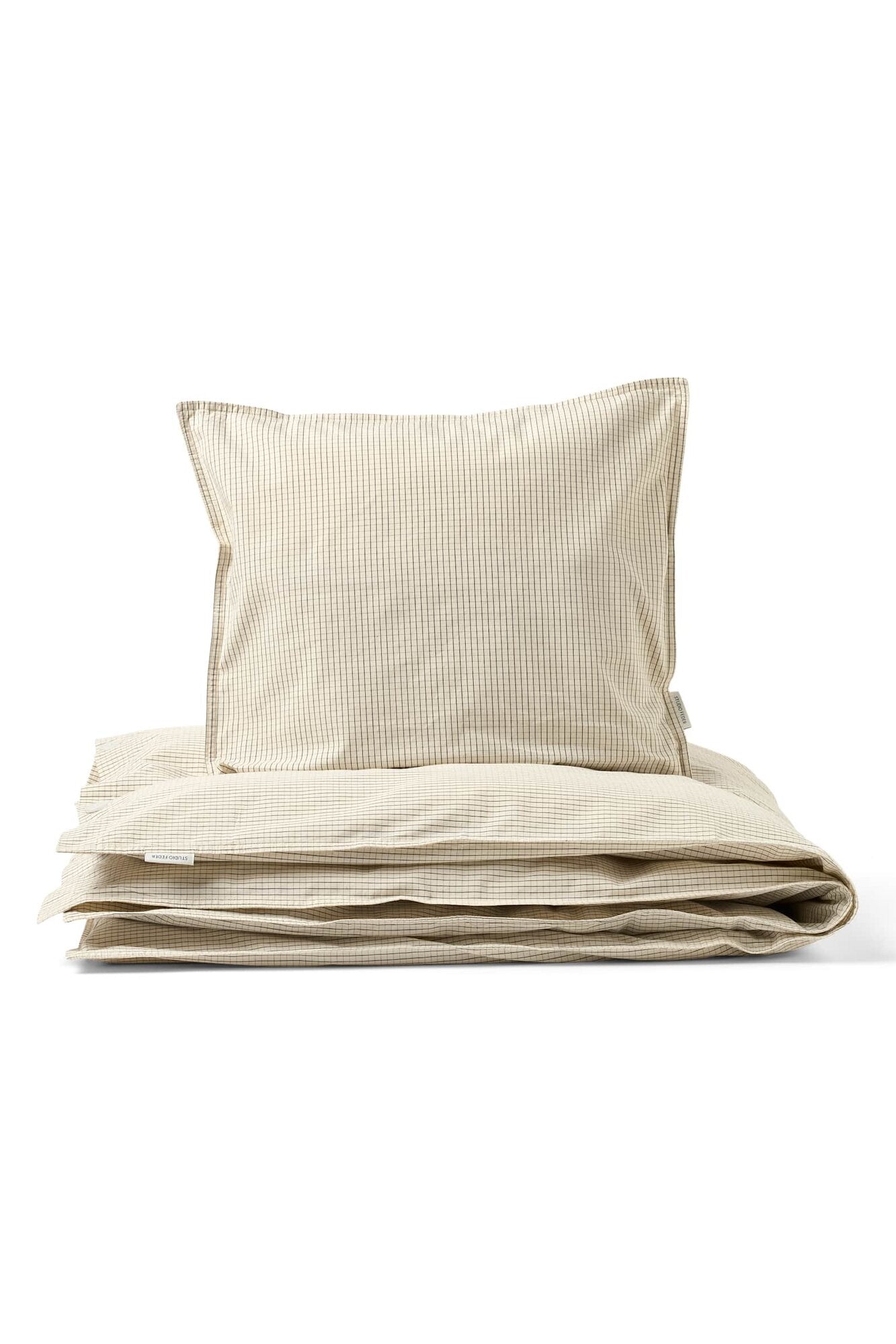 Adult sengesæt – Percale creme black plaid