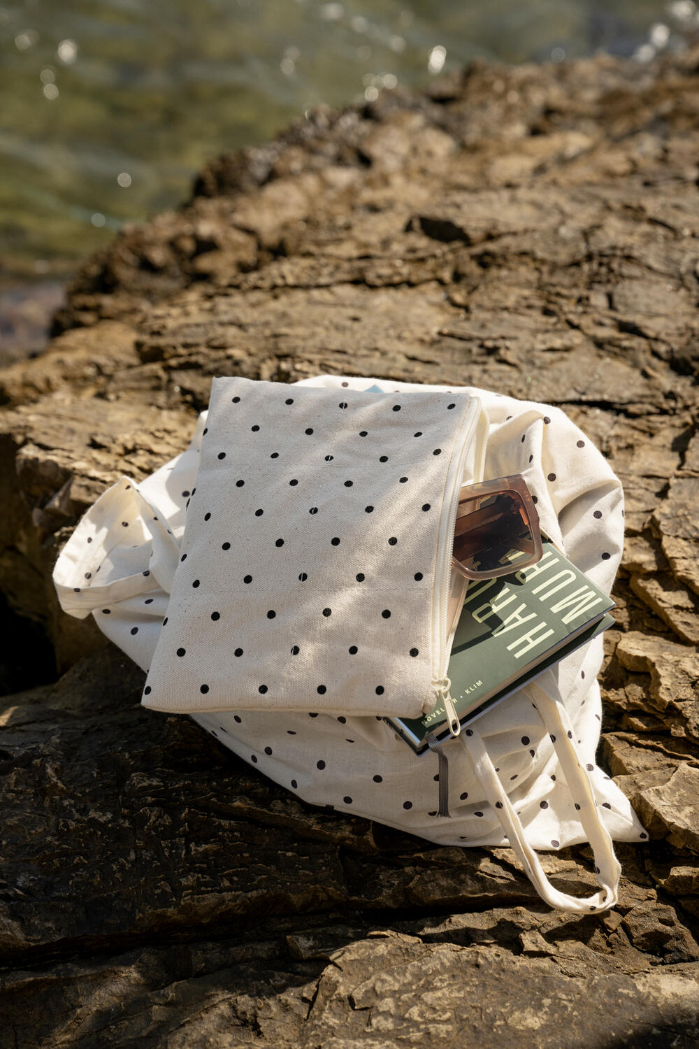 Medium Dot shopper - Ecru/Black Dots