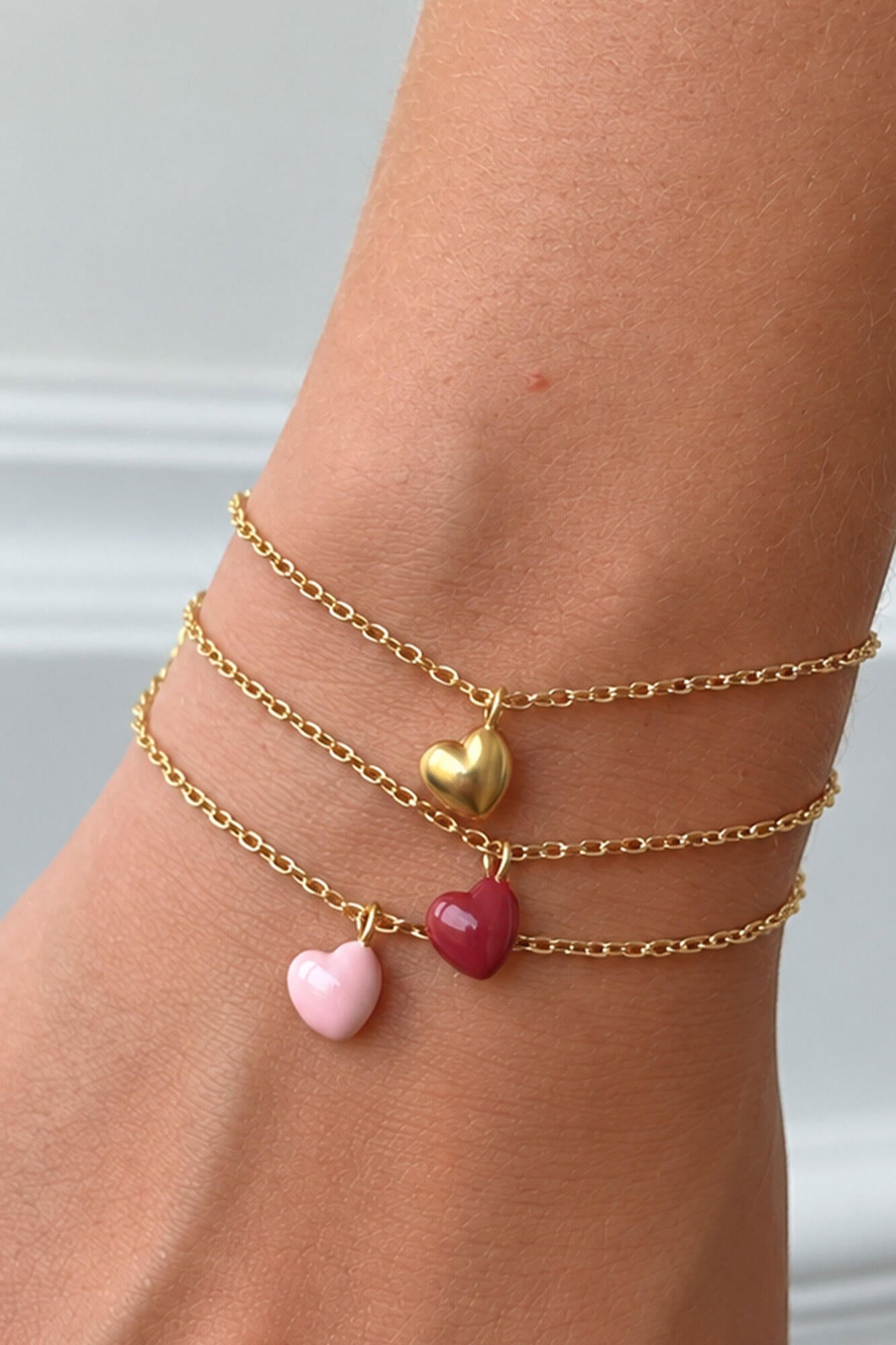 Grand Amore armbånd – Forgyldt/bordeaux