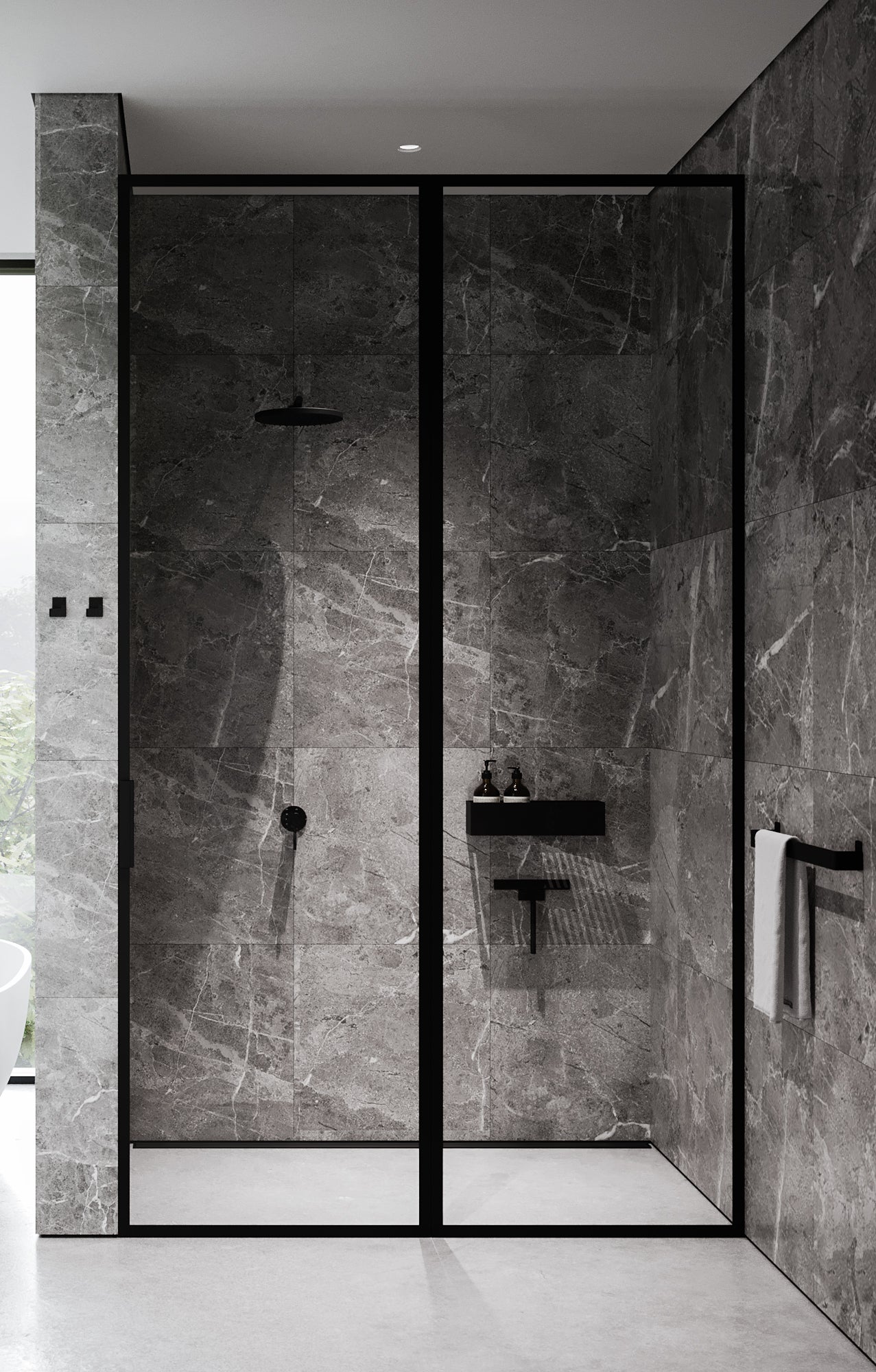 Bath hylde, L40 cm - sort