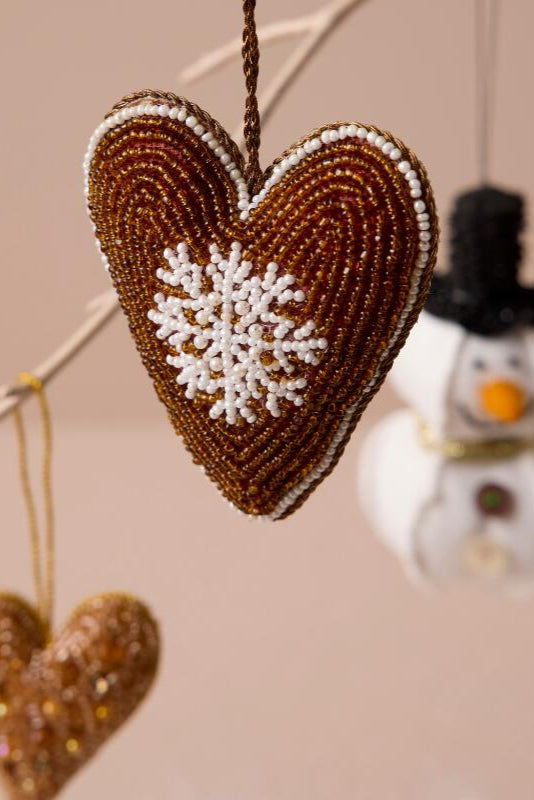 Perle honningkage hjerte juleophæng