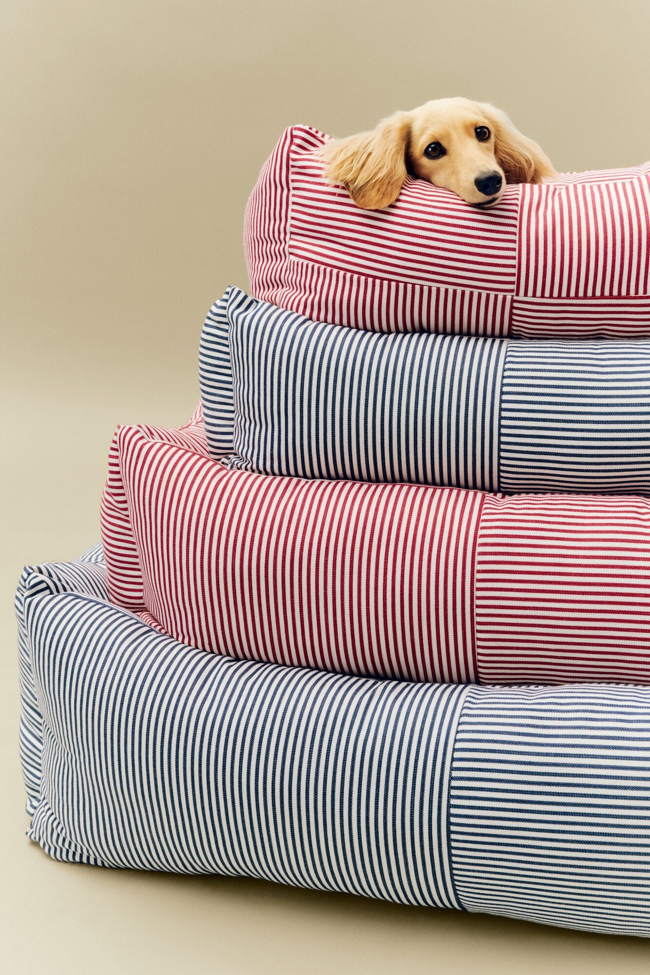 Zip hundekurv, Large - Blue and white stripe