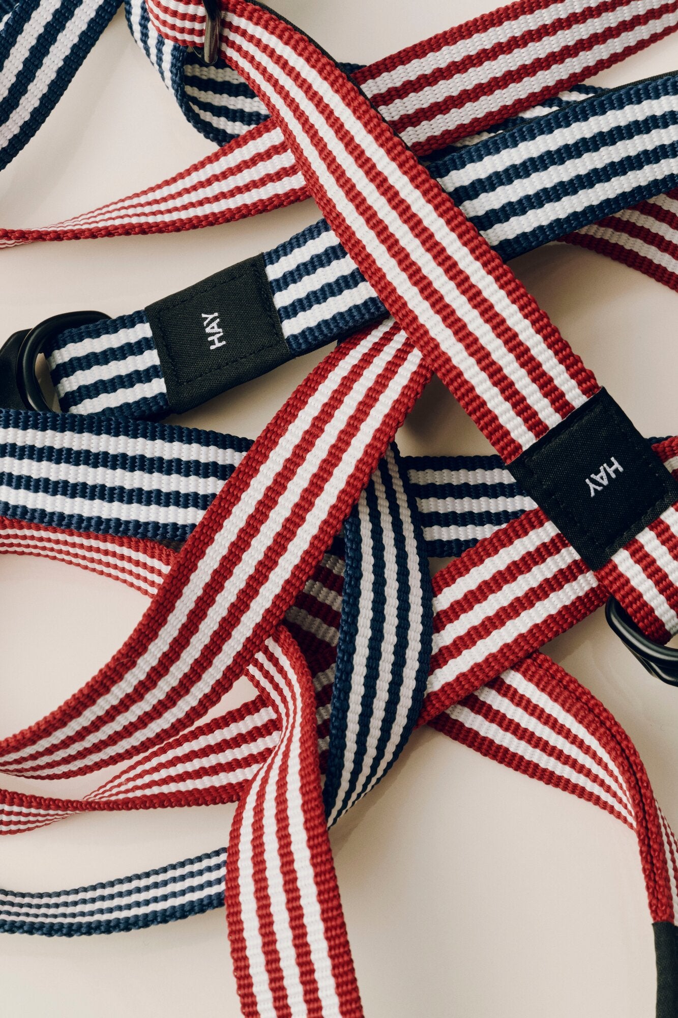Flat hundehalsbånd - Red and white stripe