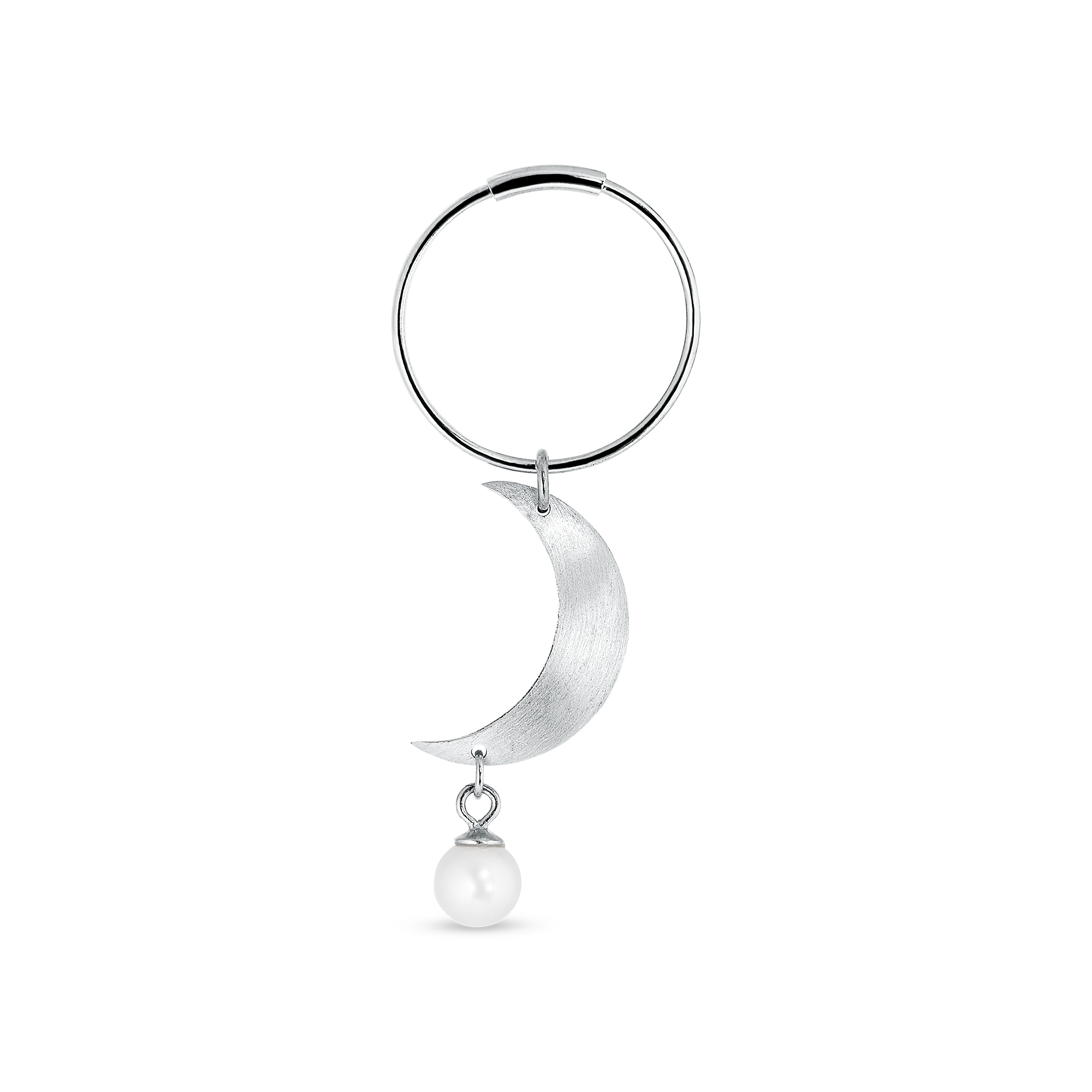 Half Moon With Pearl creol - sølv