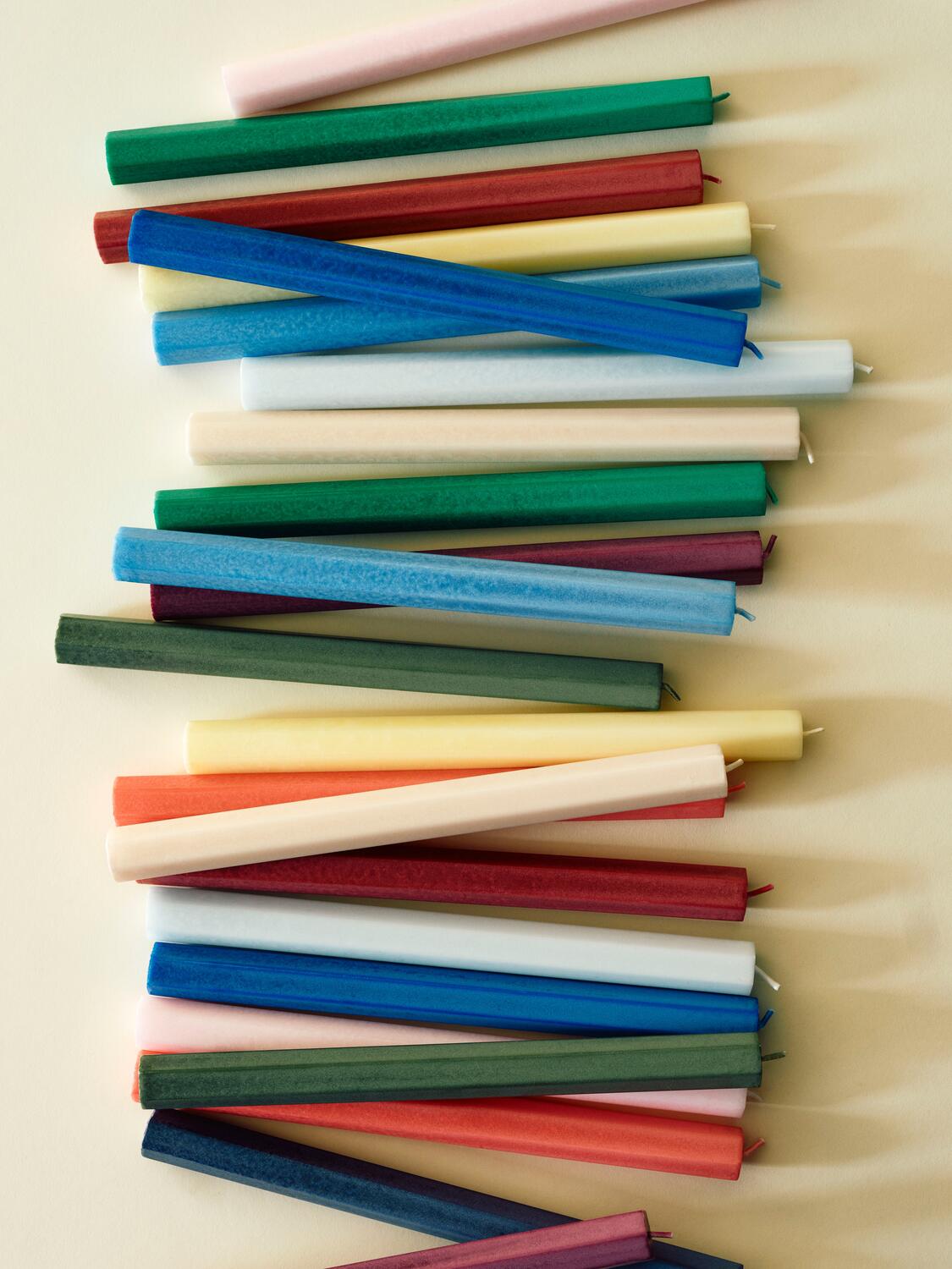 Hexagon stearinlys, grøn/hvid - 4 stk