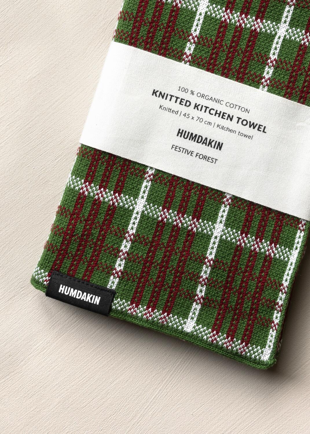 Strikket køkkenhåndklæde - Festive Forest