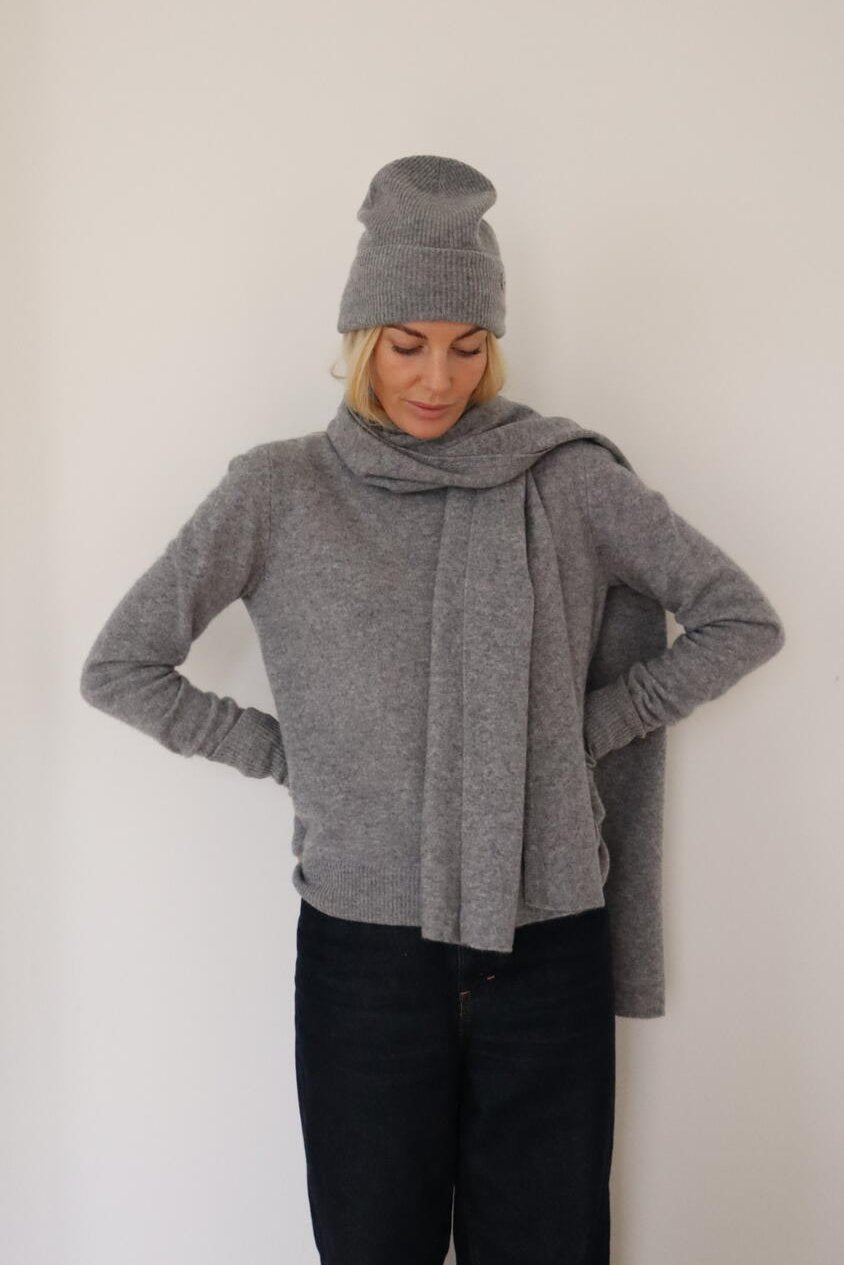 Long Cashmere tørklæde - grå