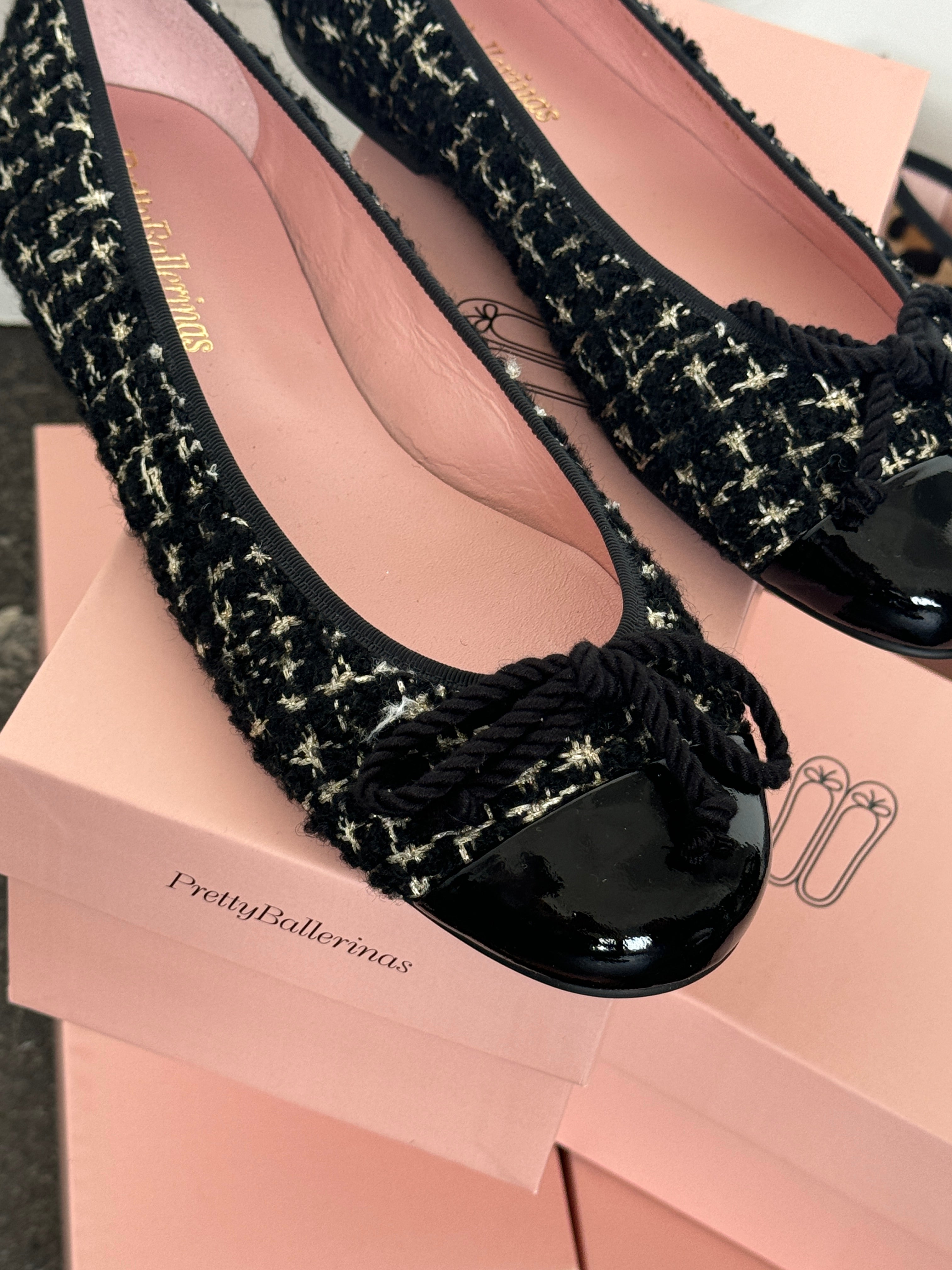 Rosario boucle ballerina - sort/creme