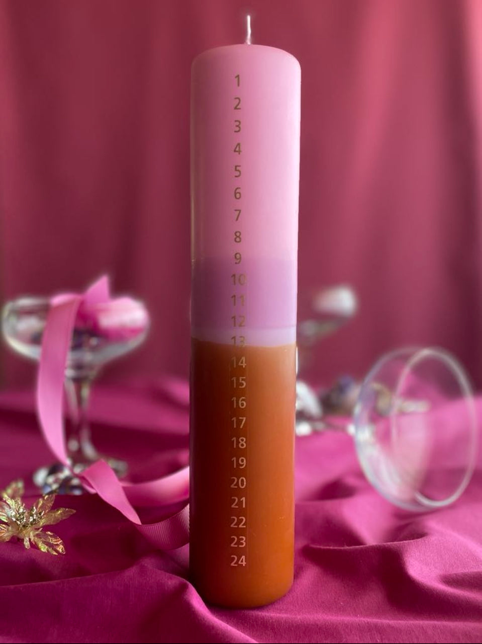 JUL24 Kalenderlys - rosa/lilla/rust