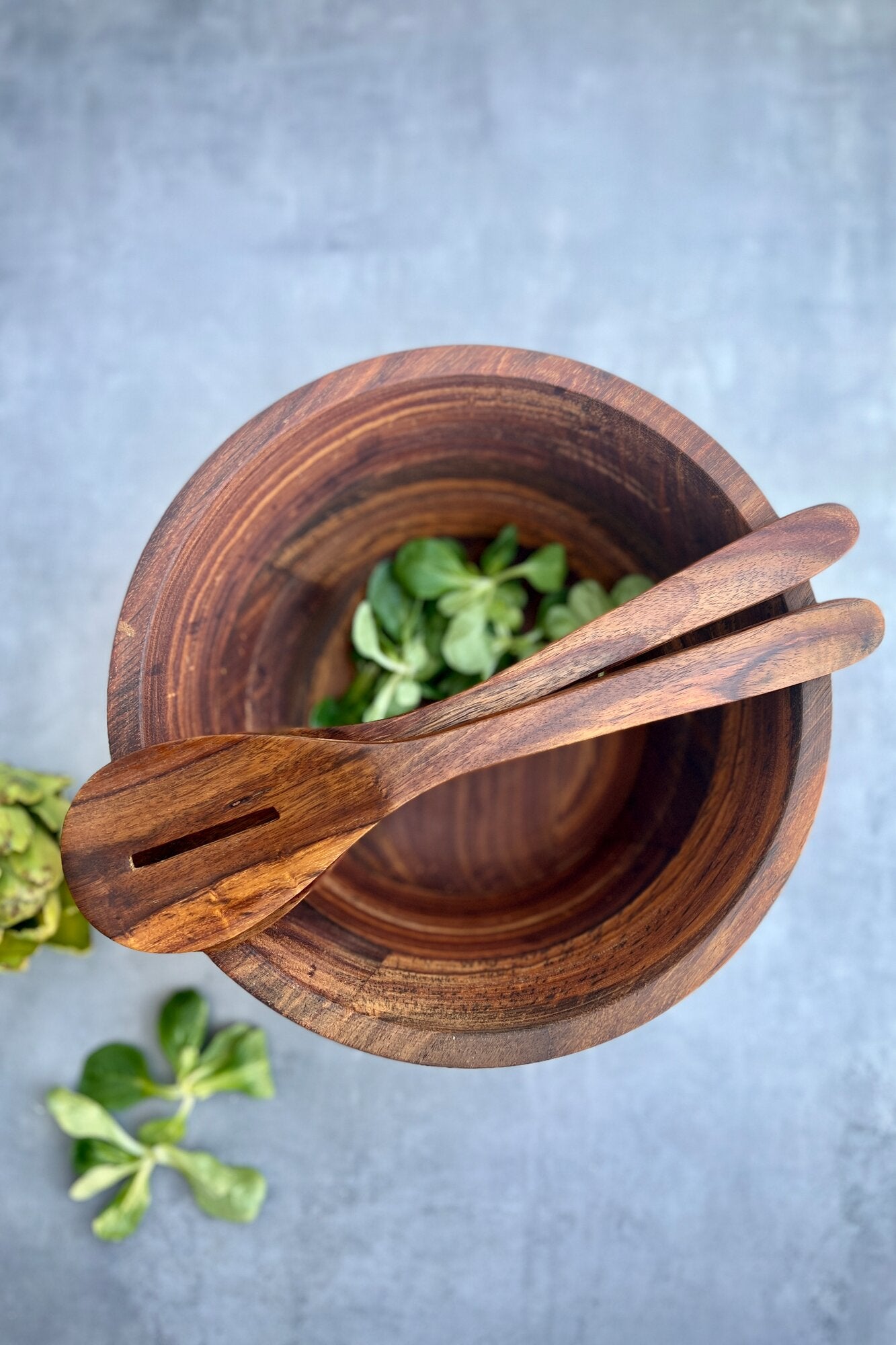 Salatbestik - mørk brun