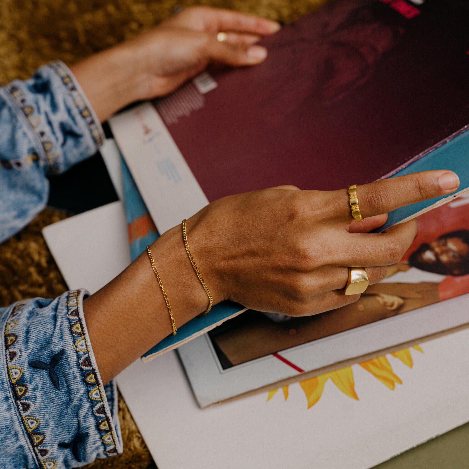 IX Curb Medi armbånd - forgyldt