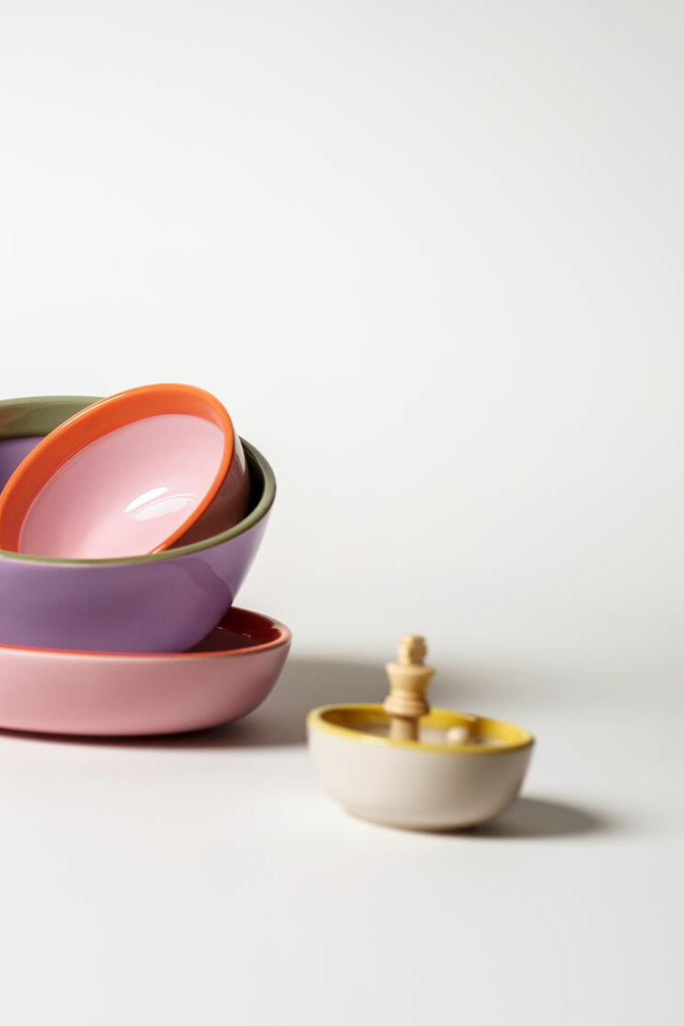 Play skål, beige/gul - Ø9 cm