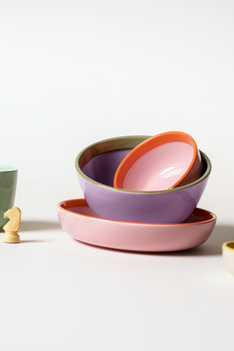 Play skål, pink/orange - Ø9 cm