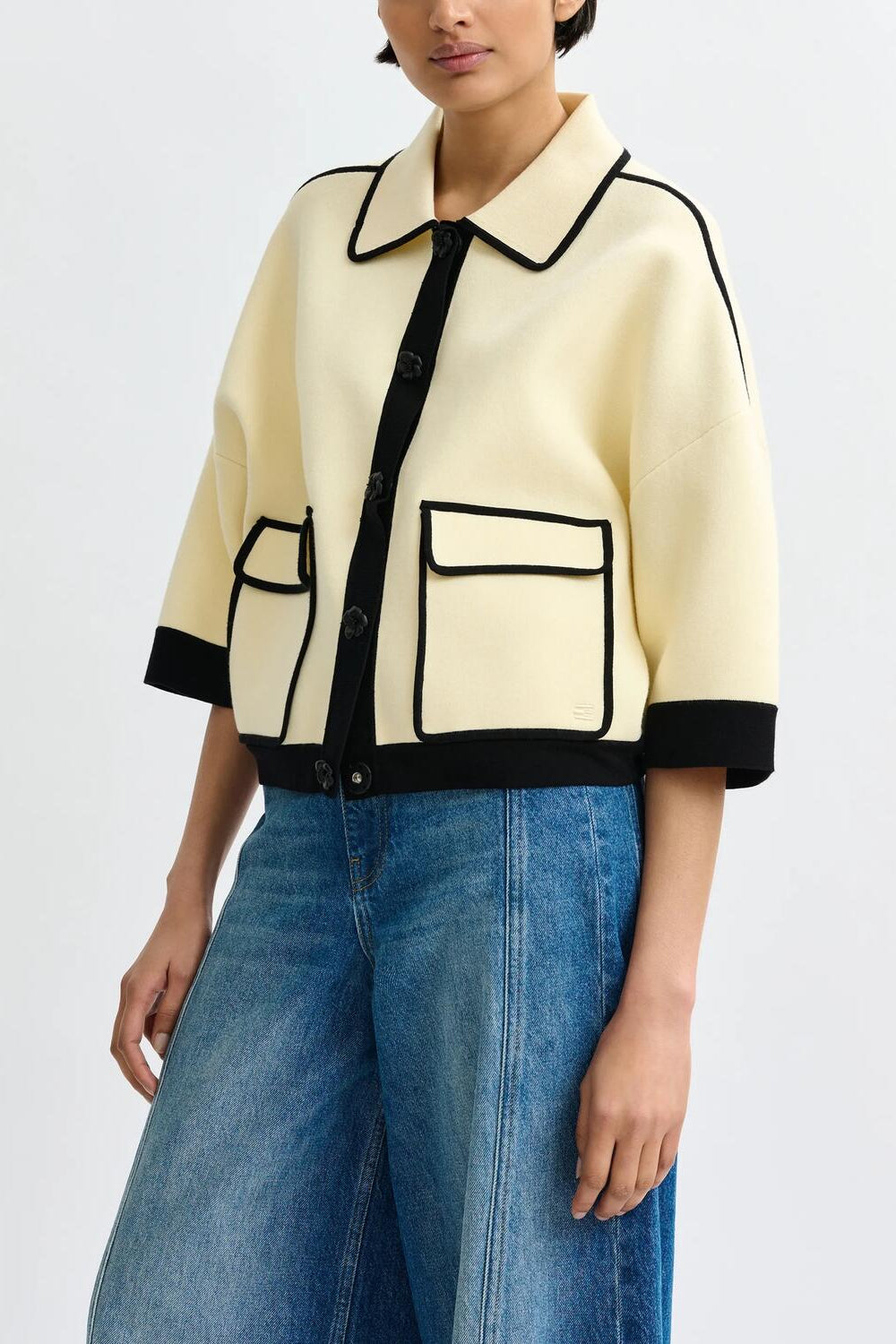 Jugly kortærmet cardigan - Off White OW01