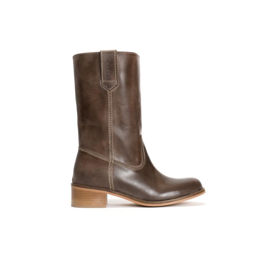 Julia Gaucho læderstøvler - Dark Brown