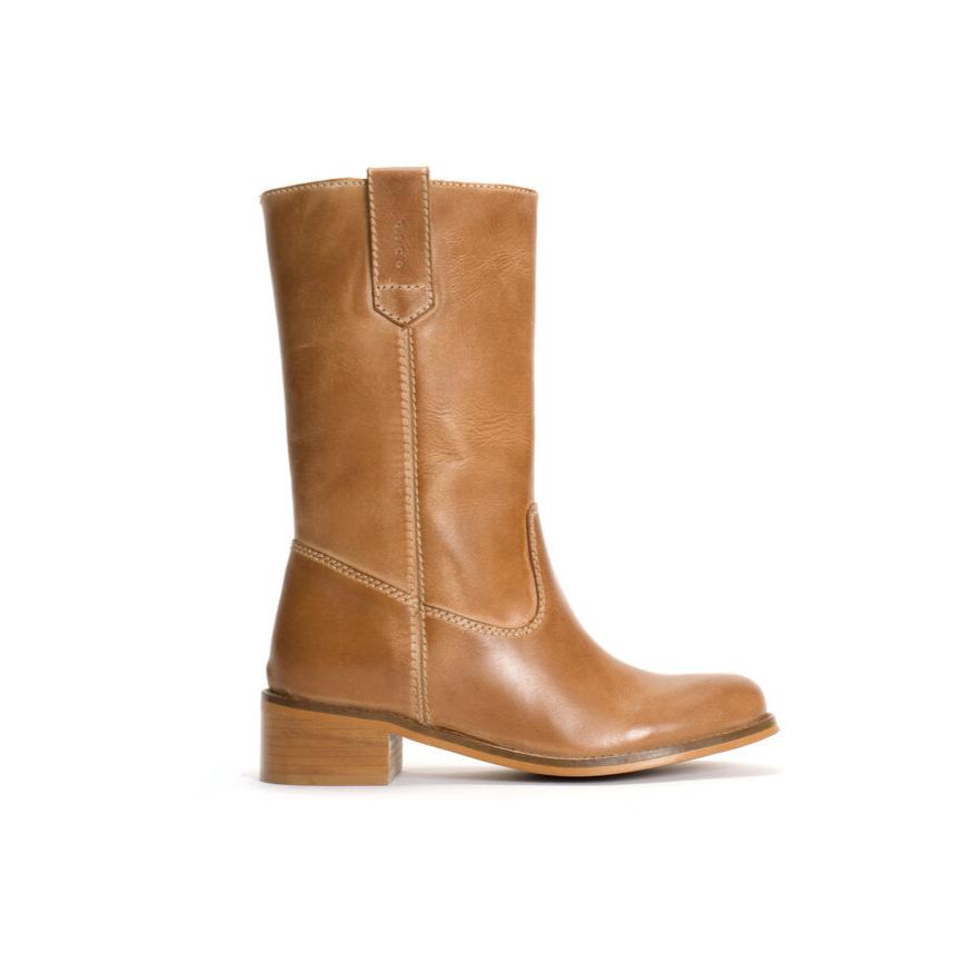 Julia Gaucho læderstøvler - Dark Tan
