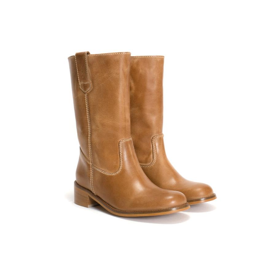 Julia Gaucho læderstøvler - Dark Tan