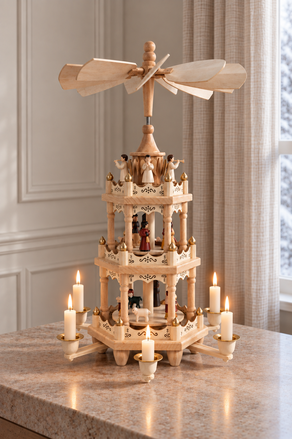 Julepyramide i 3 plan, H45 cm. – Træ
