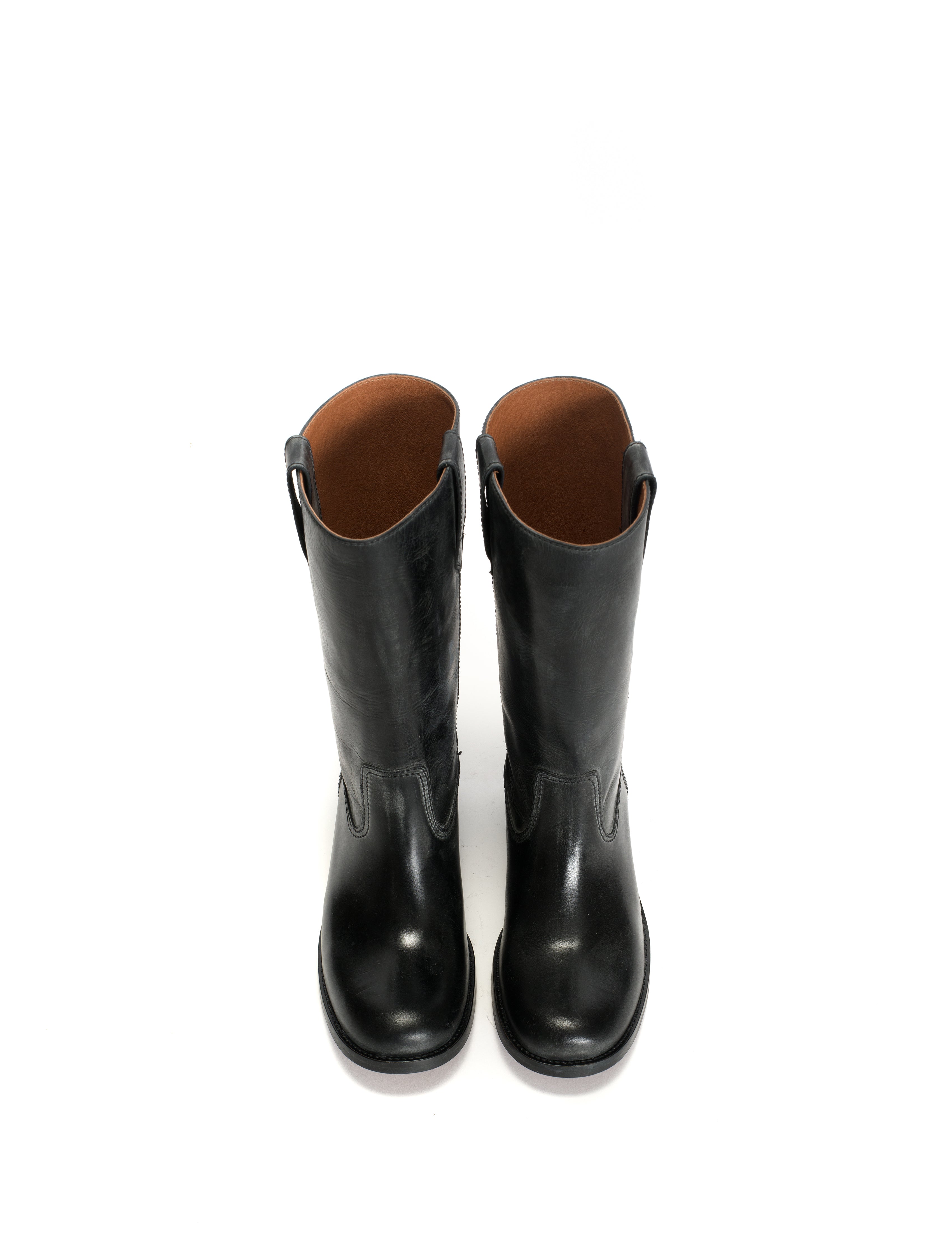 Julia Gaucho læderstøvler - Black