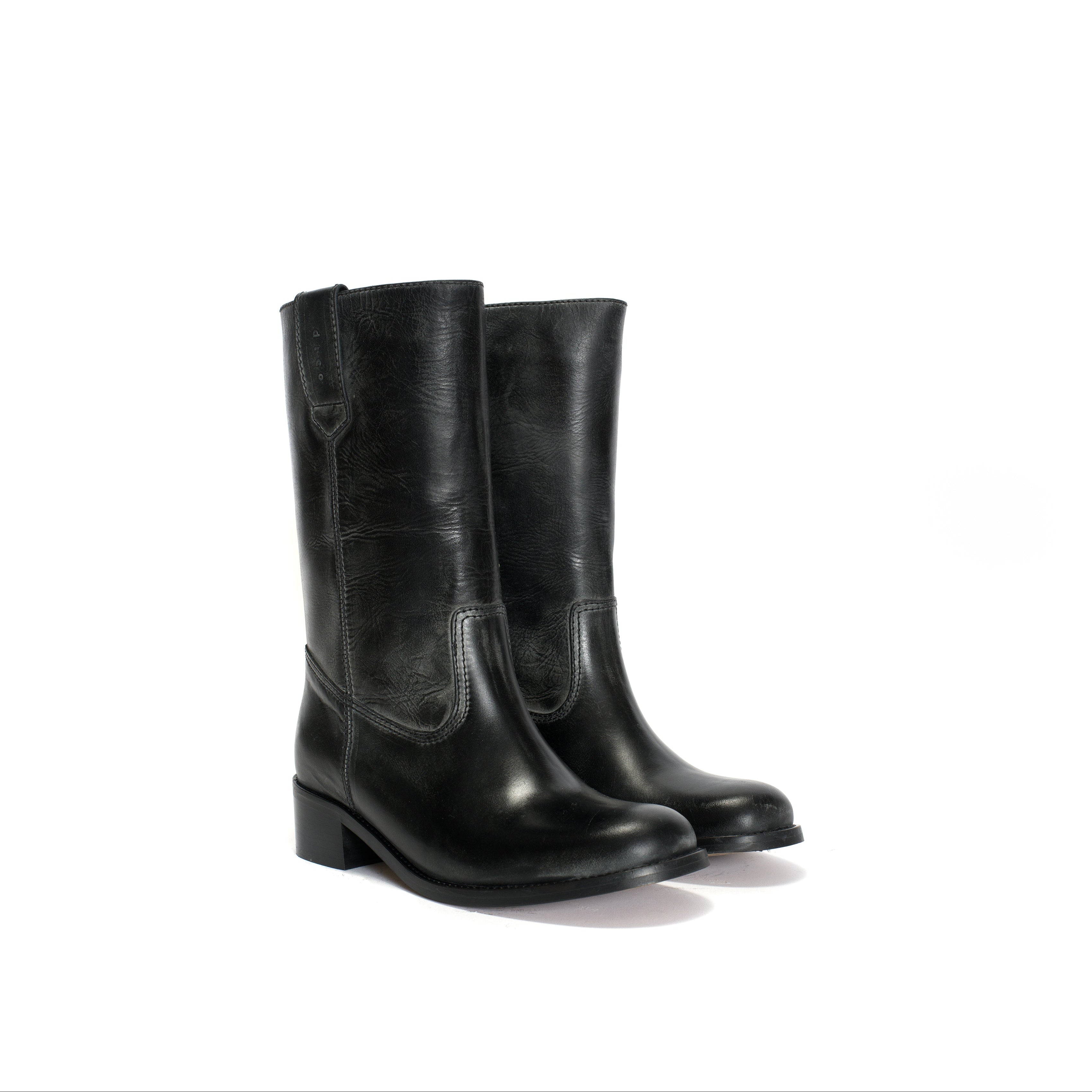 Julia Gaucho læderstøvler - Black