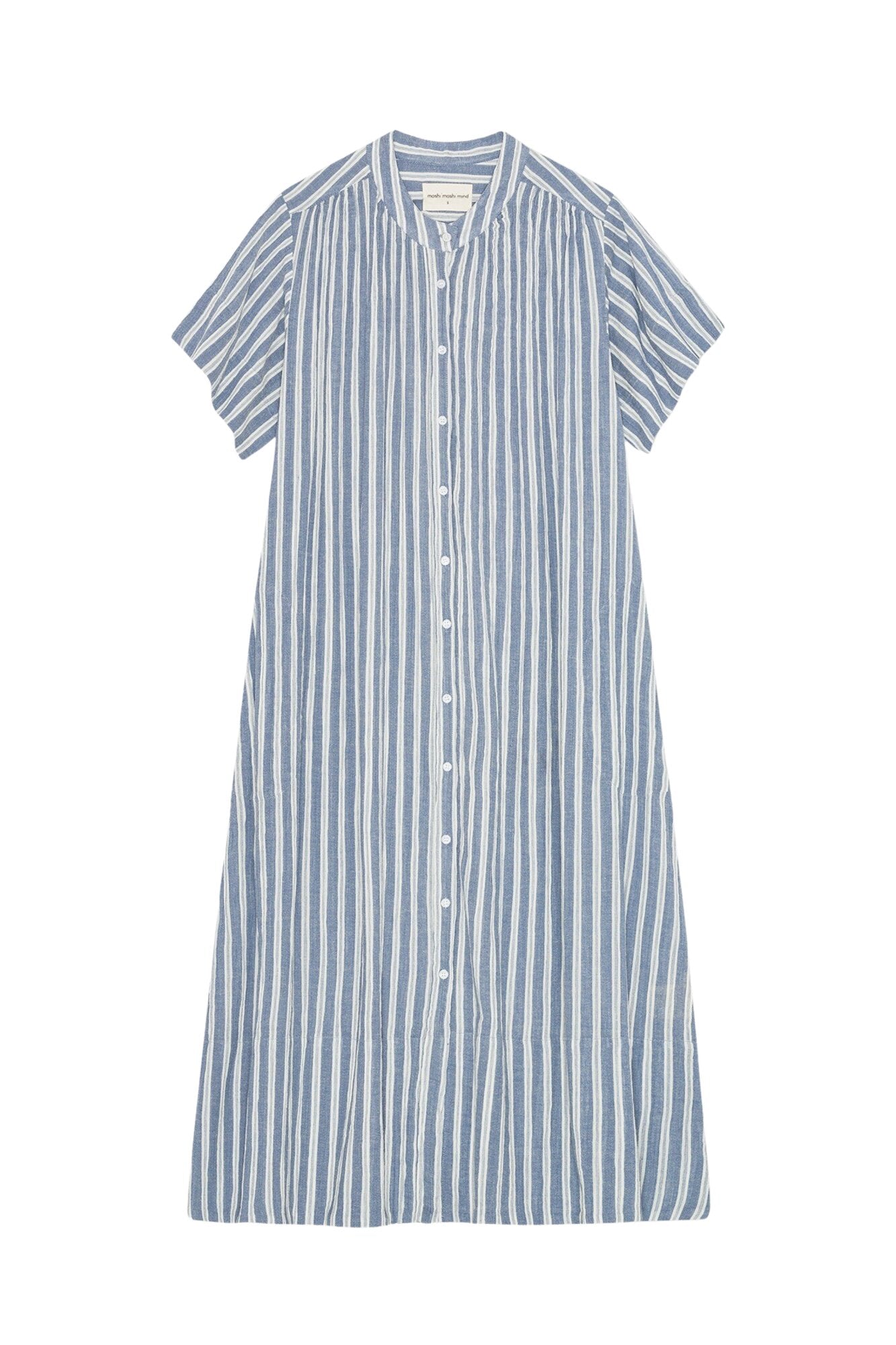 June stripe skjortekjole - Sea blue/ecru