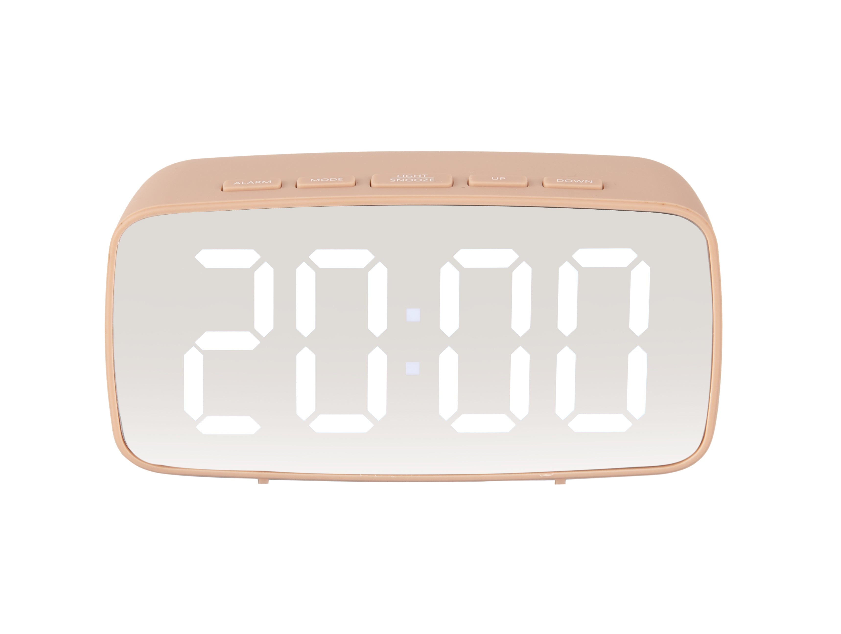 Silver Mirror LED Oval vækkeur - rosa