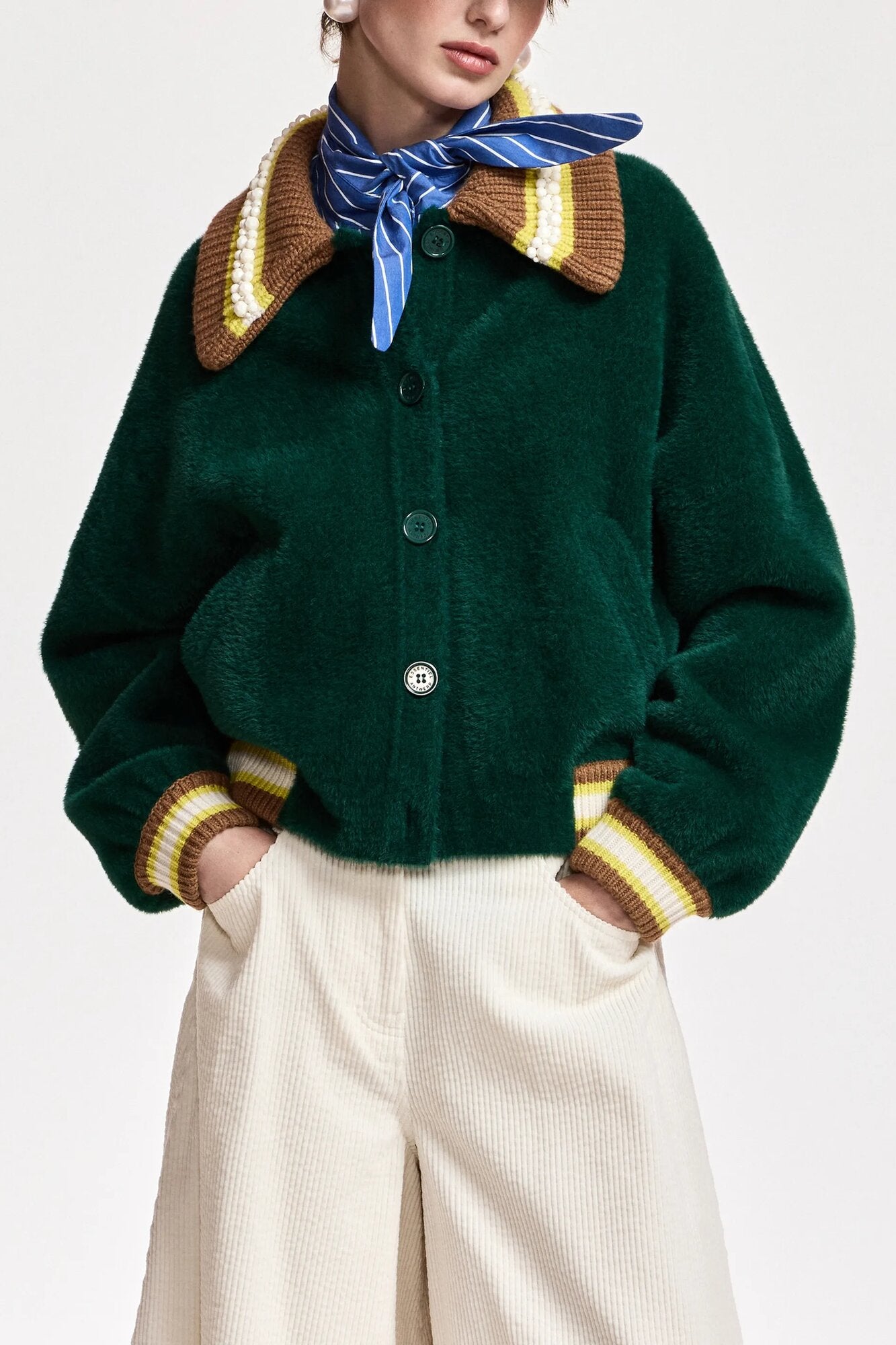 Kamore Knit With Collar cardigan – Combo1 Forest Whisper