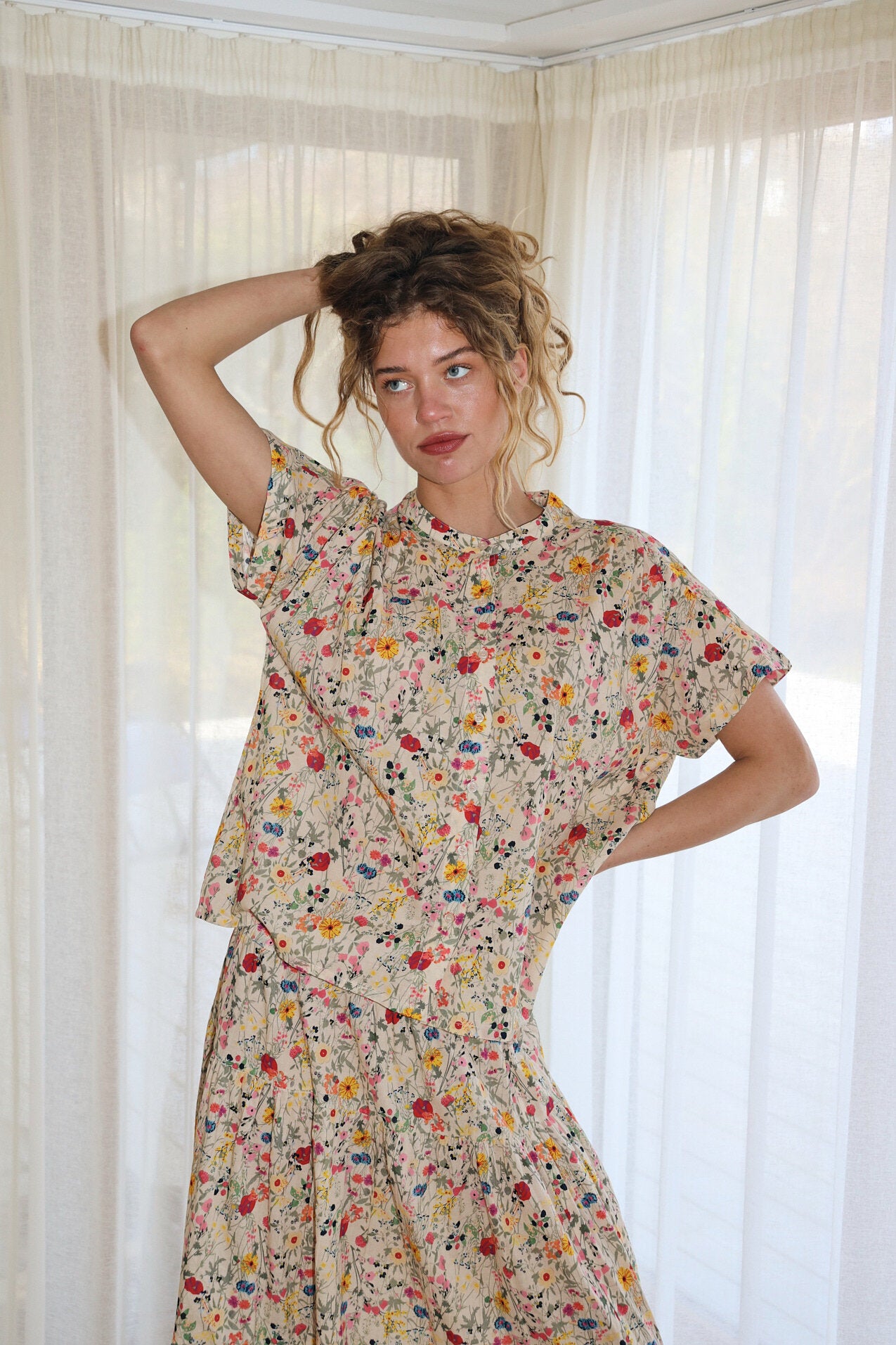 Mya kortærmet skjorte - 74 Flower Print