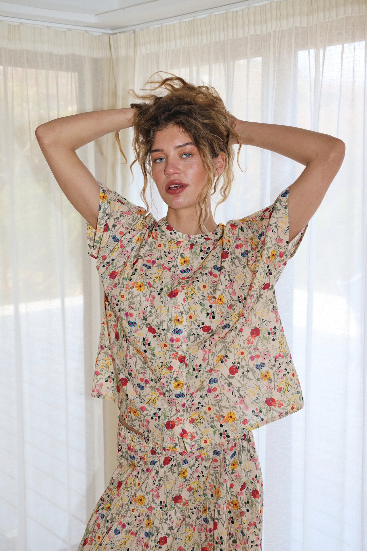 Mya kortærmet skjorte - 74 Flower Print