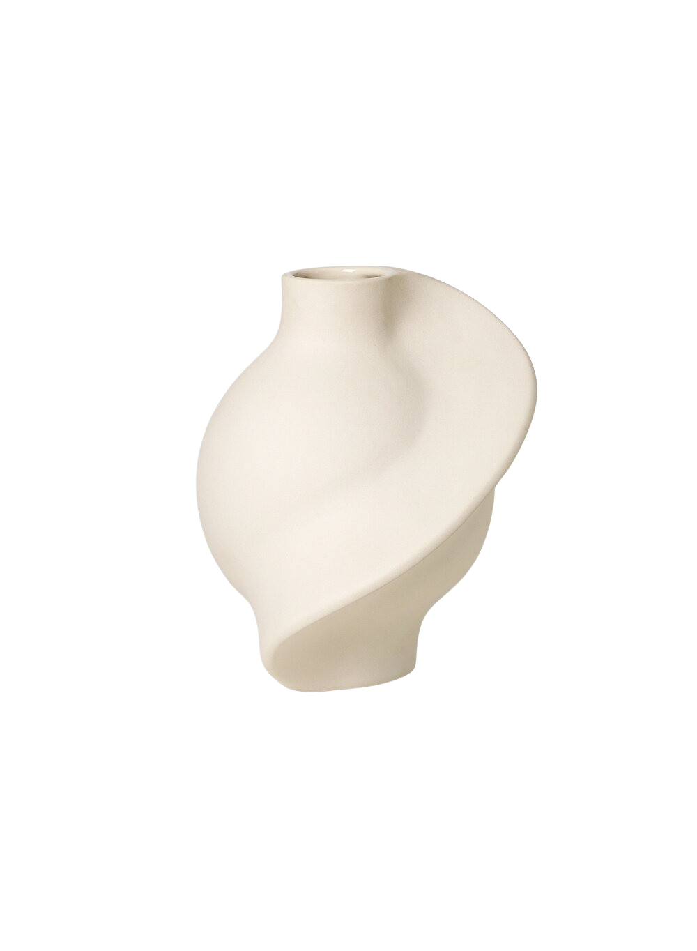 Ceramic Pirout vase #01, raw white - H:22 cm.