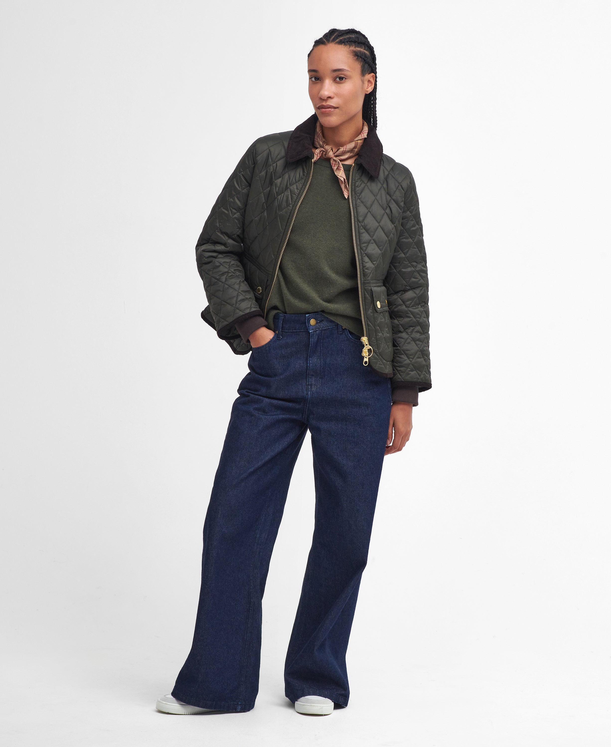 Fitted Beadnell Quilted jakke - Sage