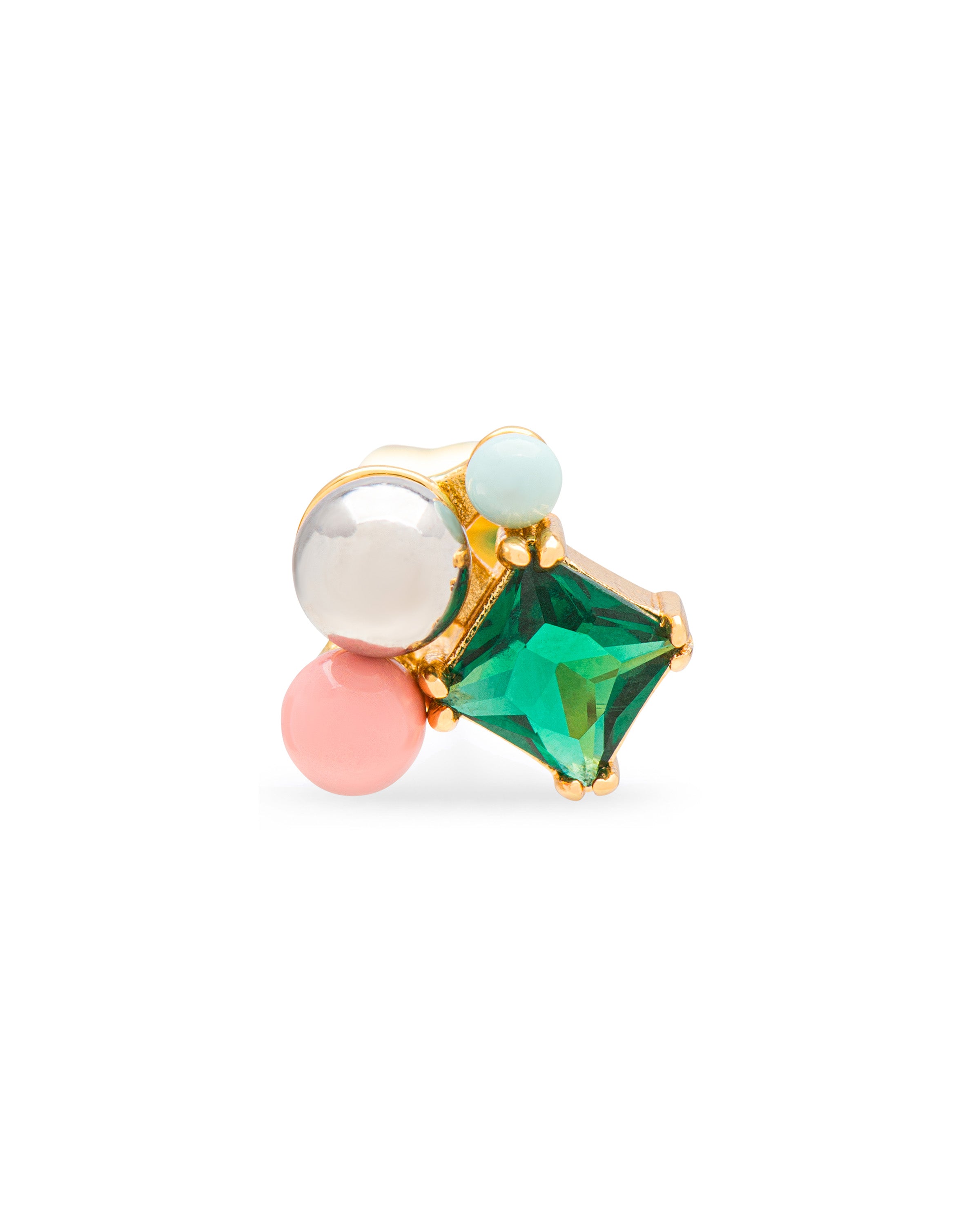 Bouquet Green Bling ørestik - forgyldt