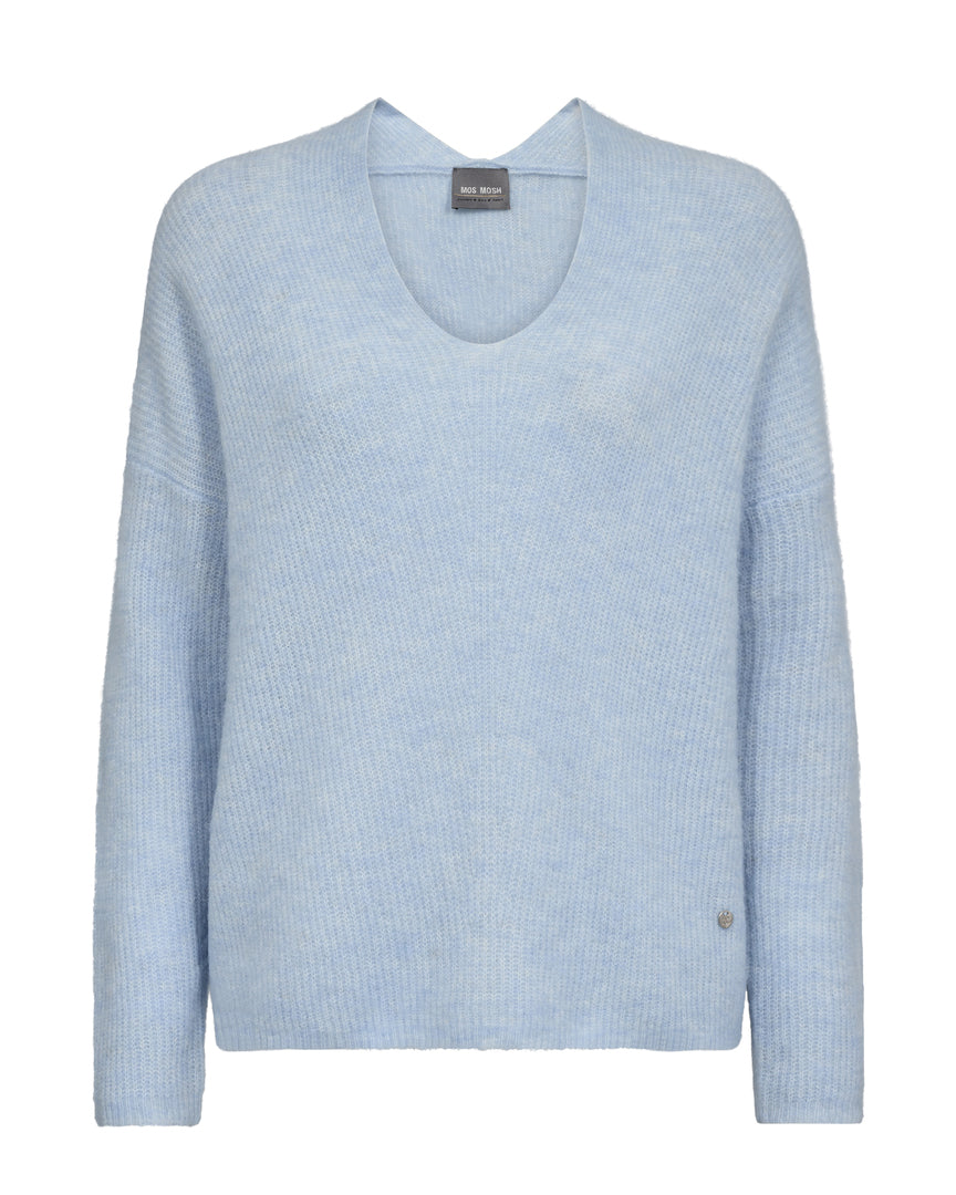 Thora V-Neck strik - Cashmere Blue