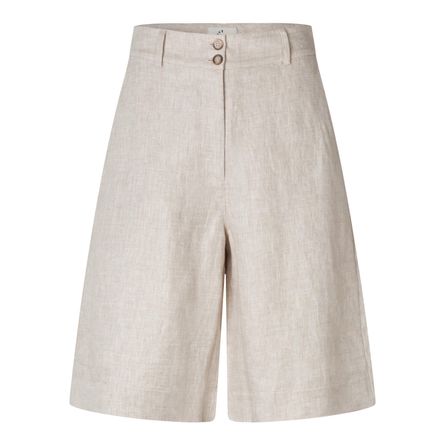 LauraFV Long hørshorts - Crystal Linen