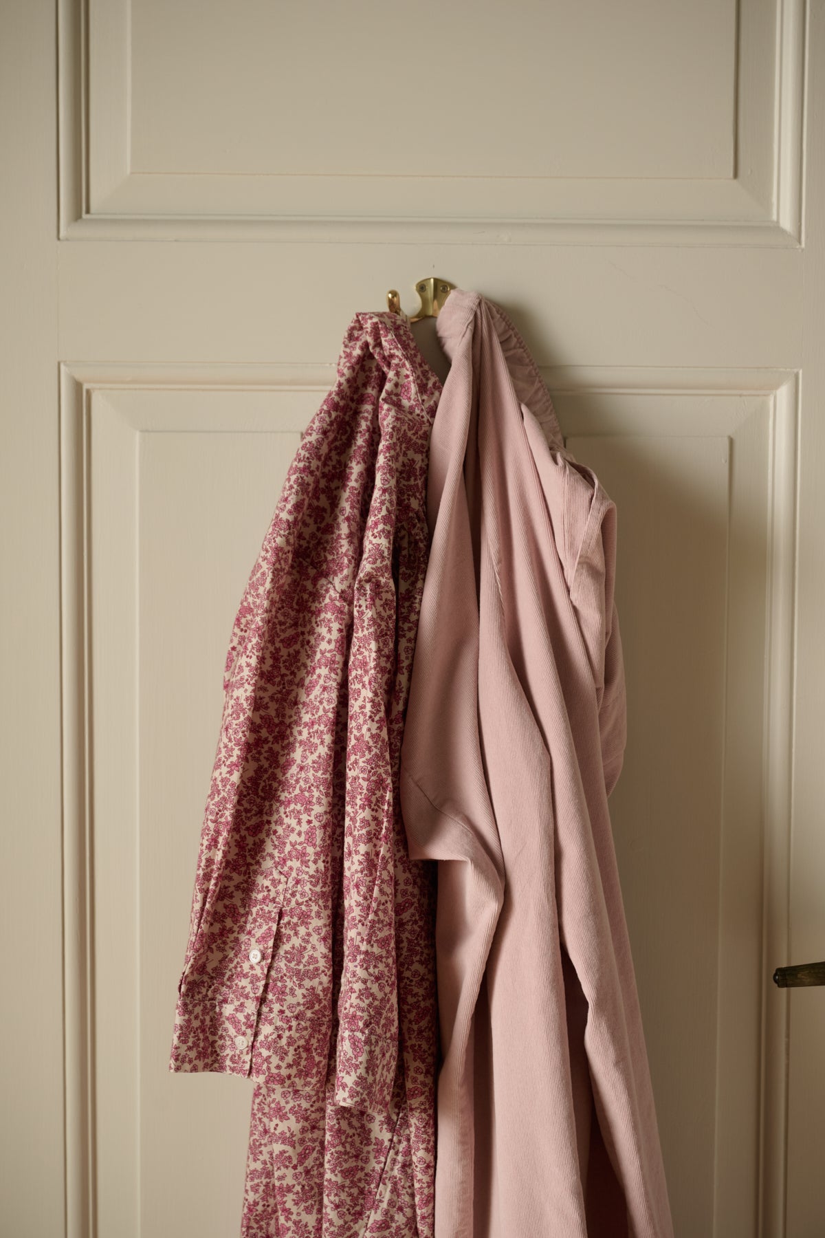 Laurella Poplin skjortekjole - Beige/Rose Flower