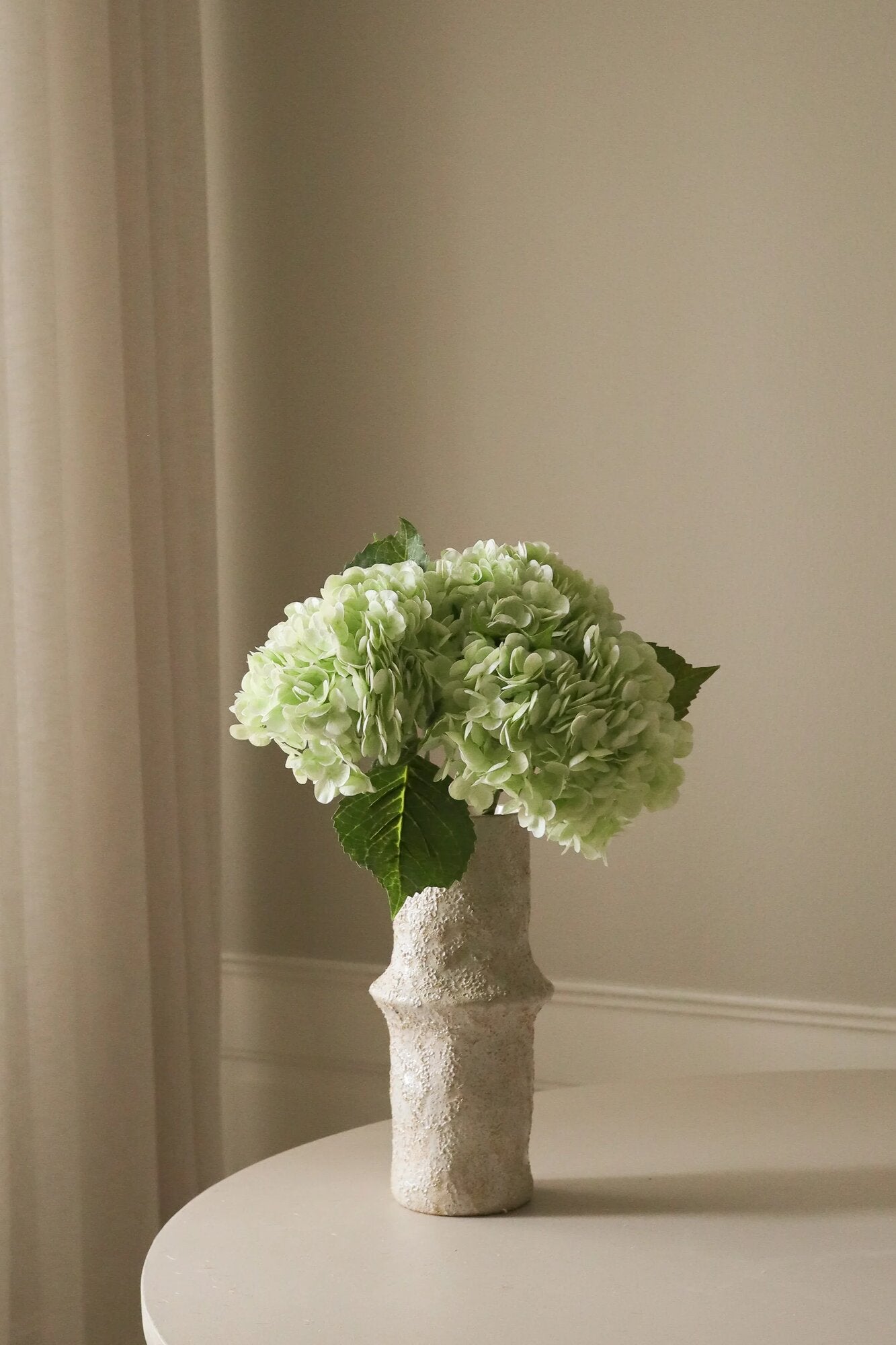 Kunstig Hortensia blomst - lys grøn