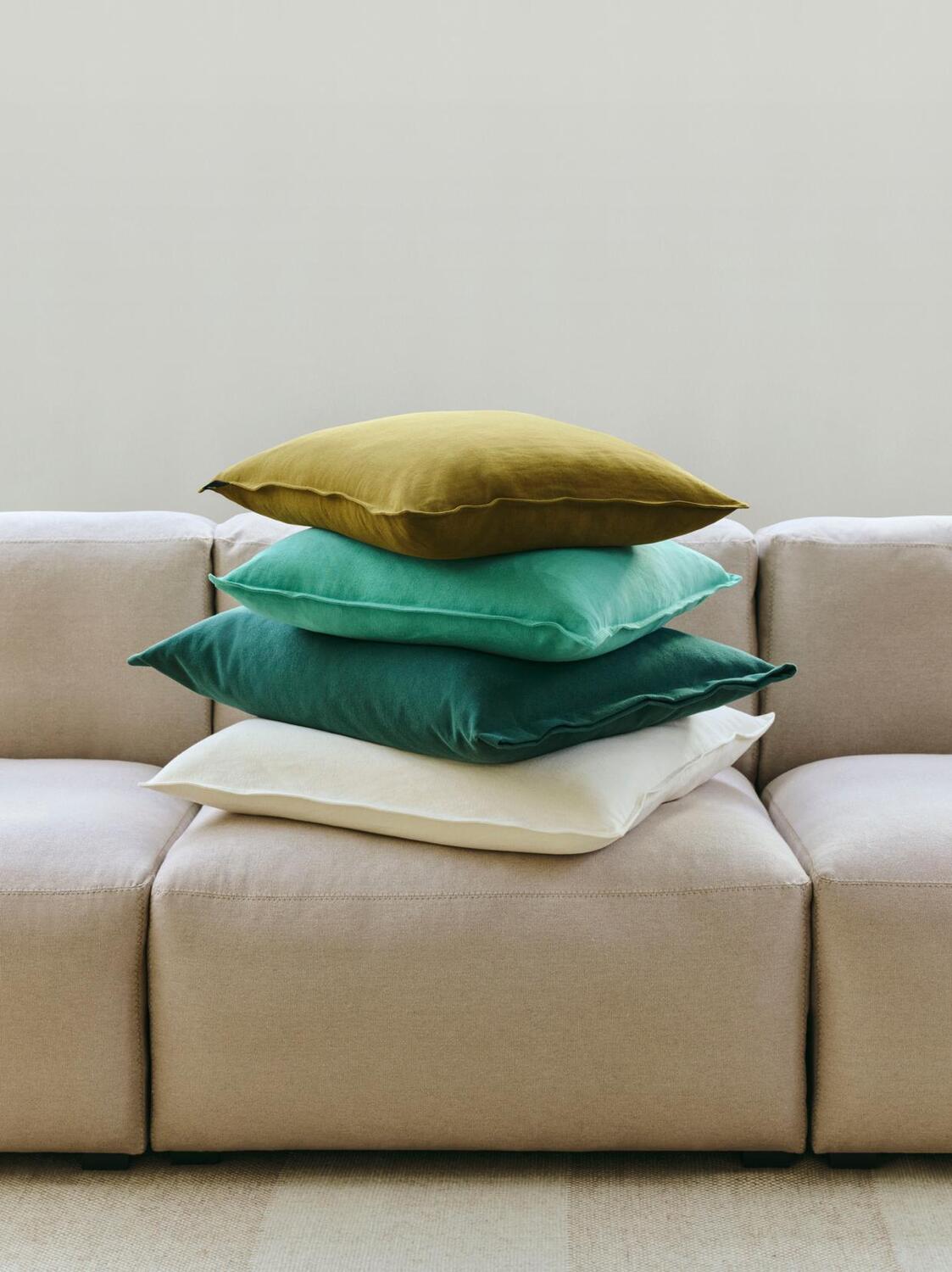 Linen pudebetræk, 50x50 cm - Emerald Green