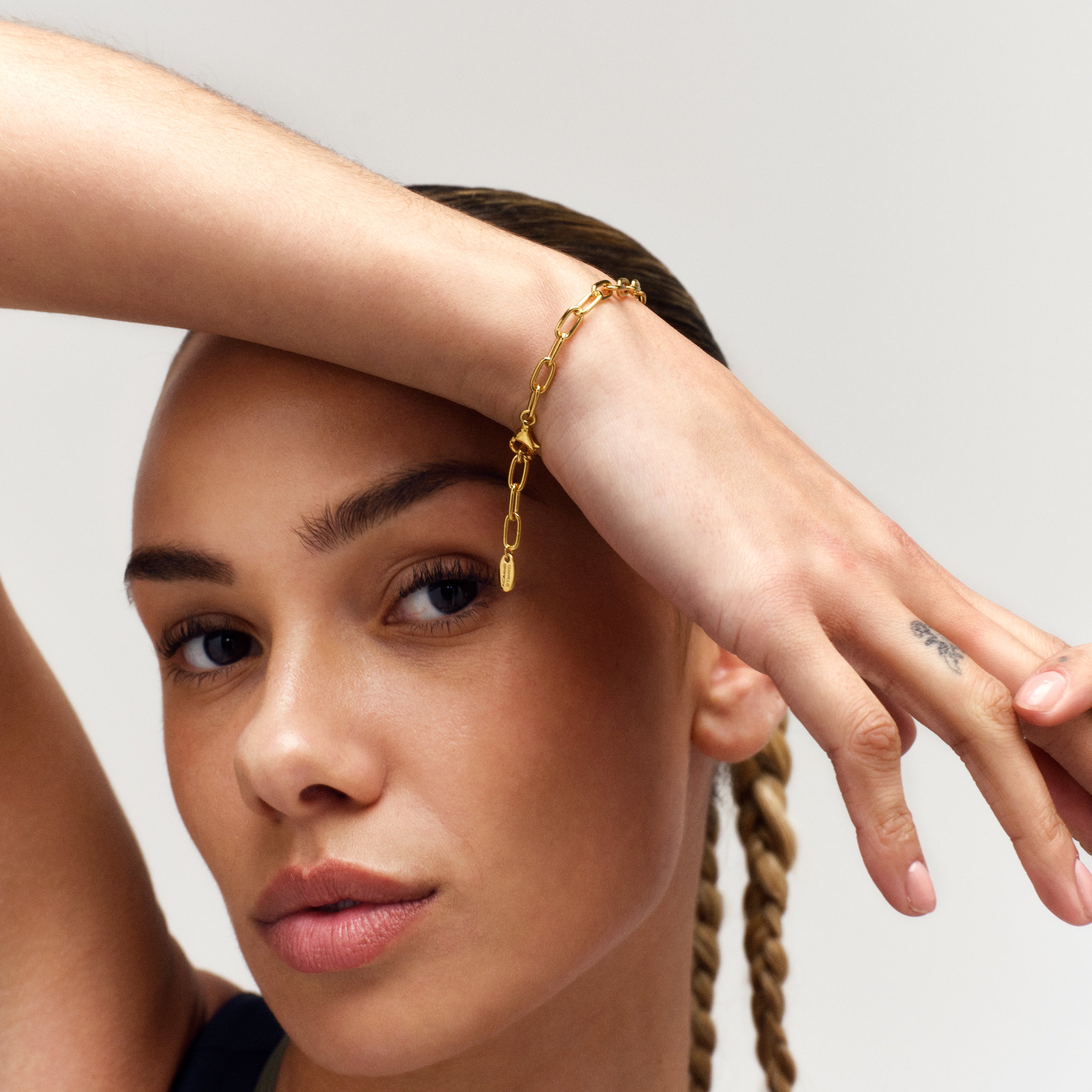 Link Puffer armbånd - forgyldt