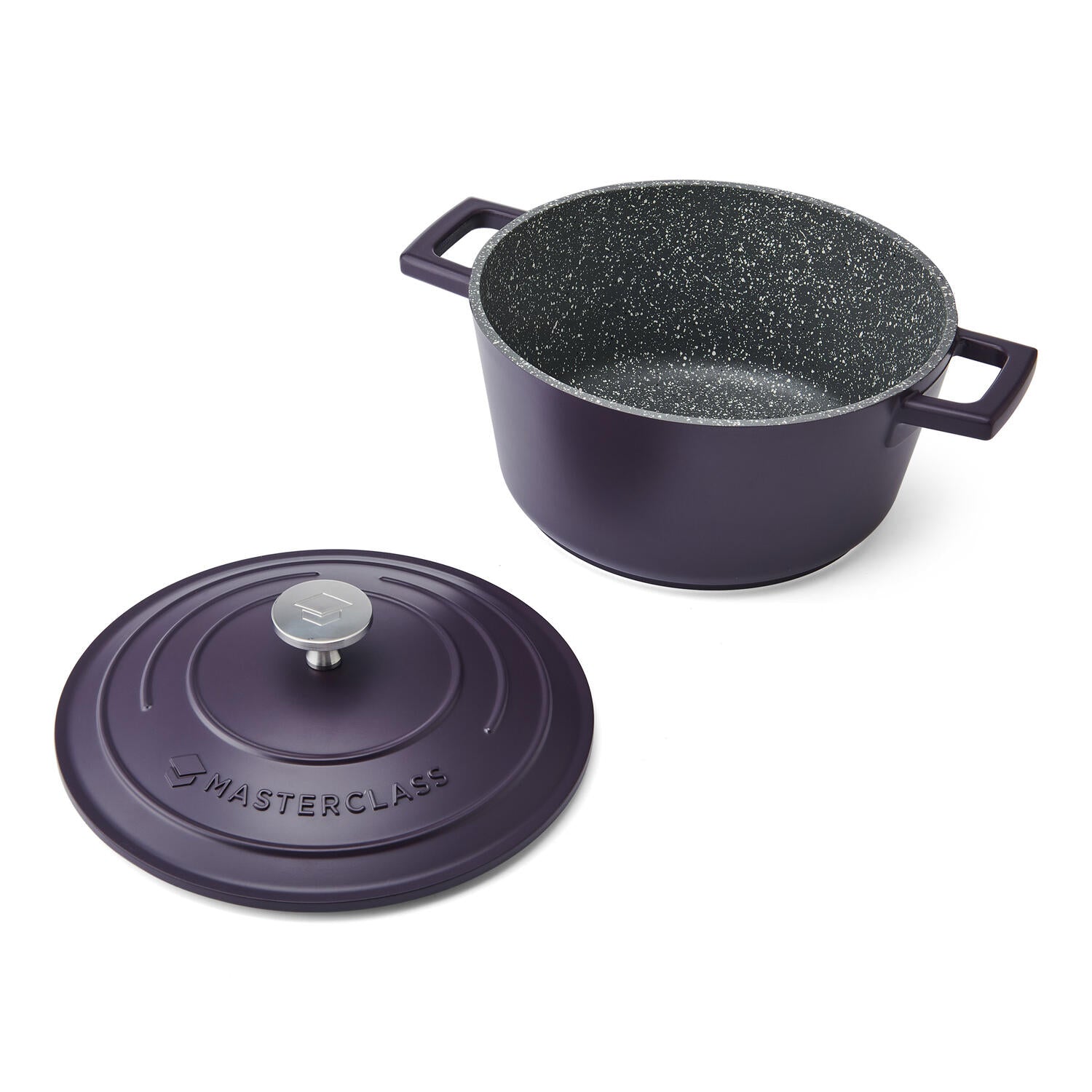 Støbt aluminiums gryde m/låg, lilla - 2,5L