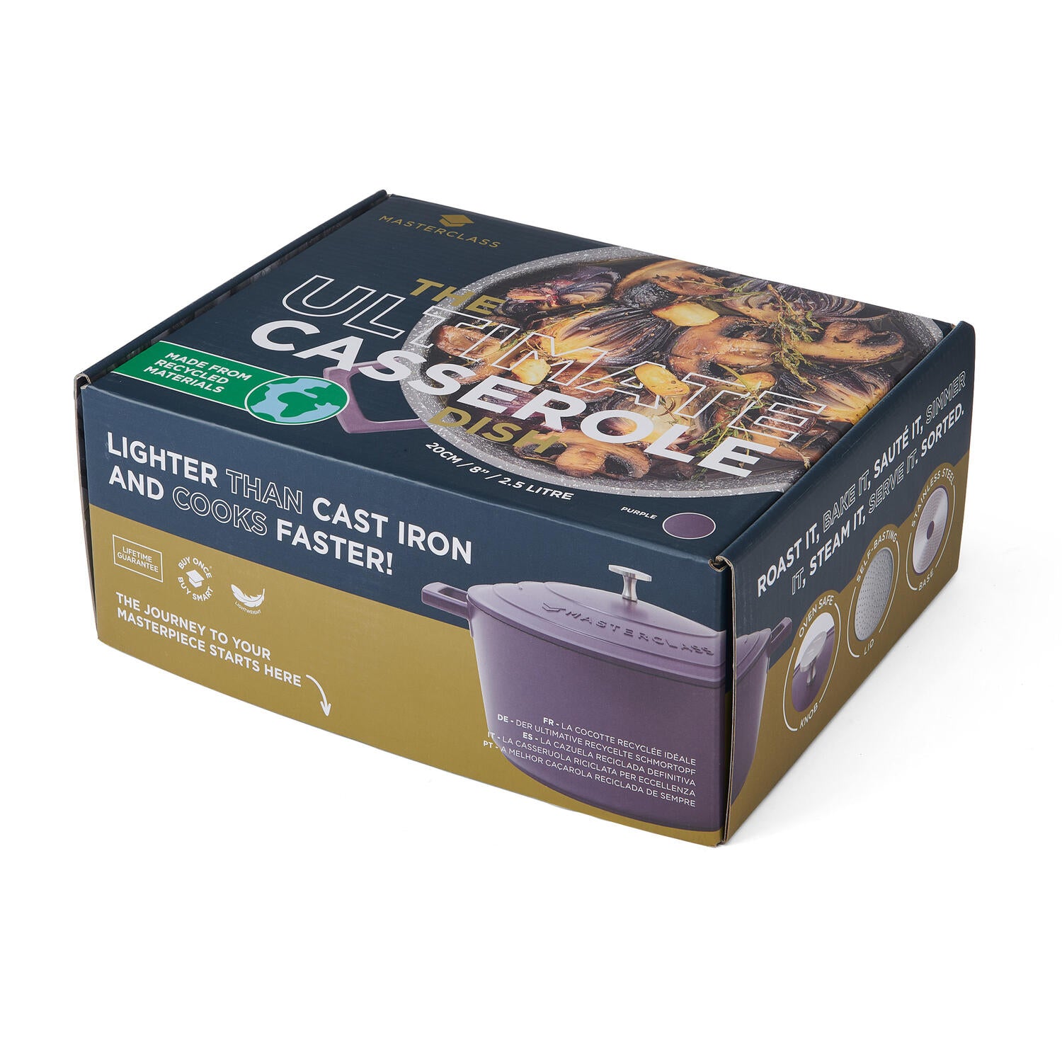 Støbt aluminiums gryde m/låg, lilla - 2,5L