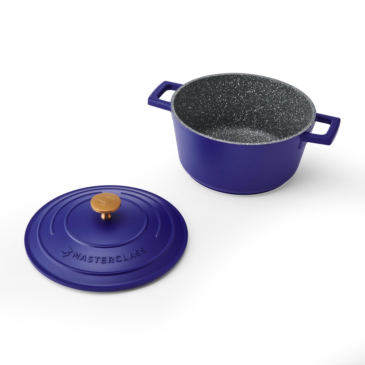 Støbt aluminiums gryde m/låg, Electric Blue - 4L