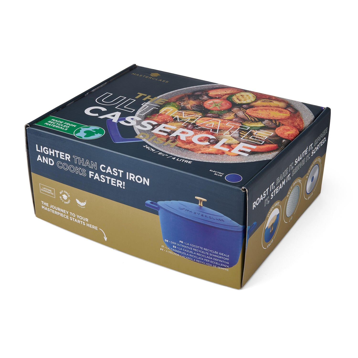 Støbt aluminiums gryde m/låg, Electric Blue - 4L